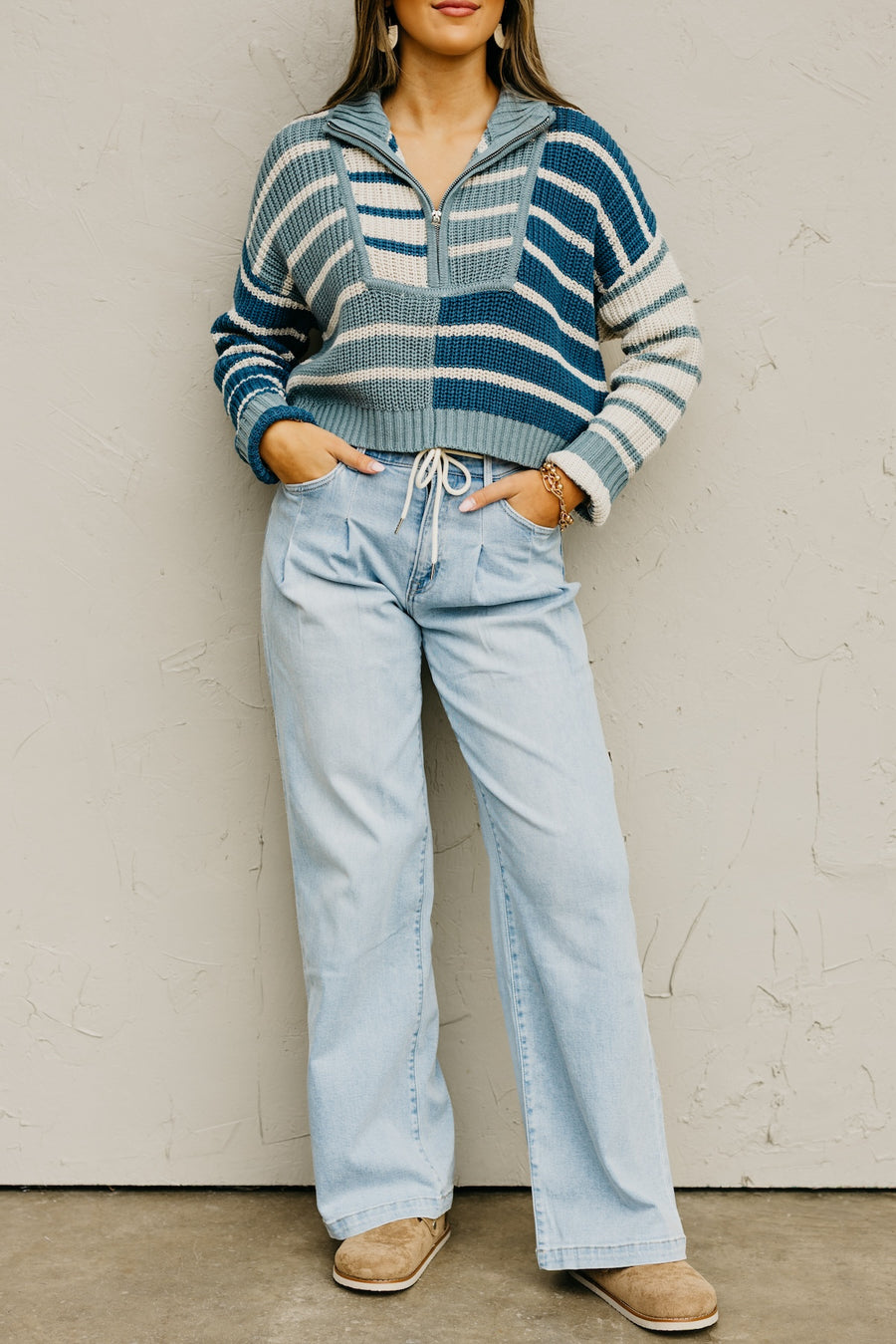 Flying Monkey | Super High Rise Drawcord Elastic Waistband Wide Leg Denim