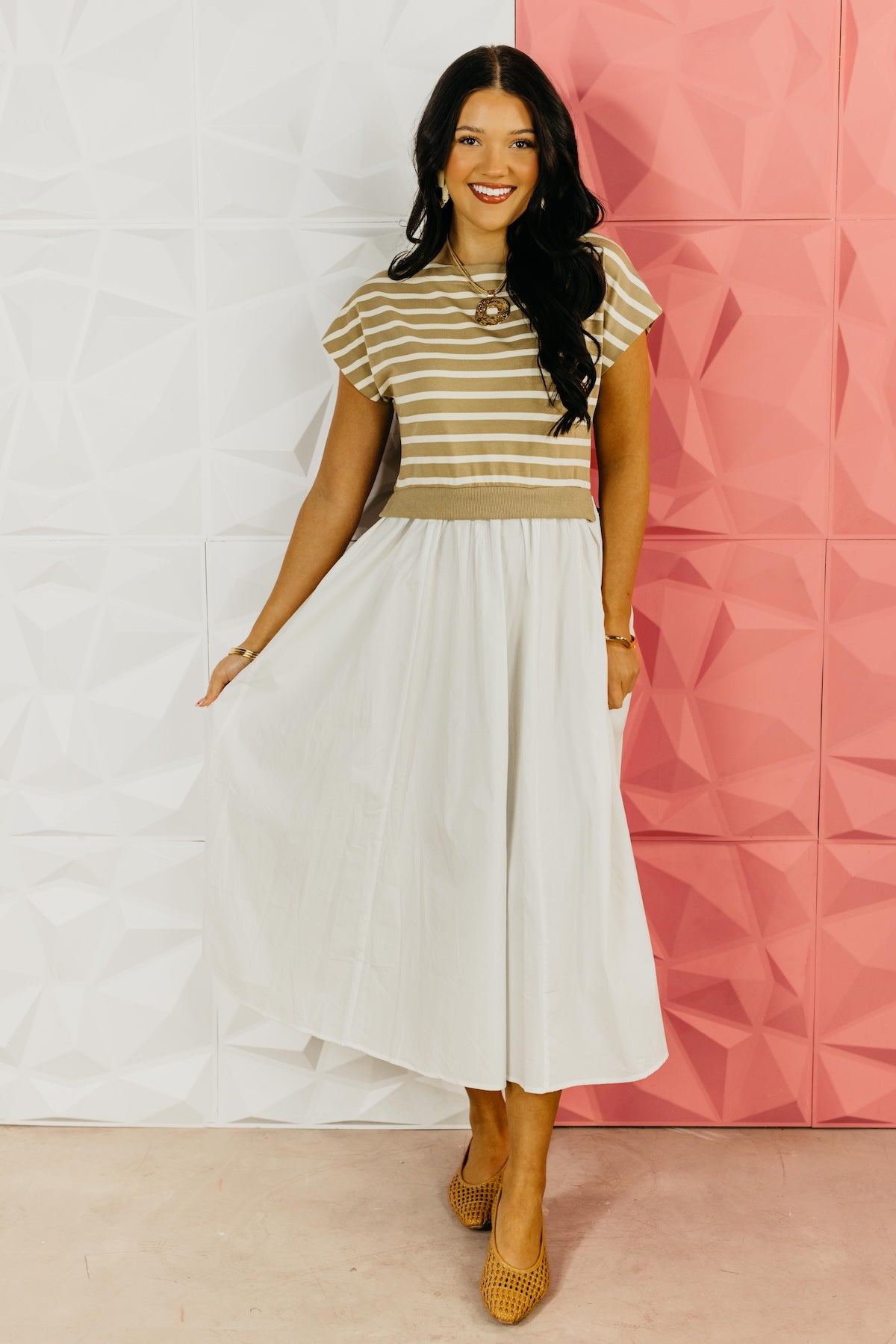 The Arianna Mixed Media Midi Dress