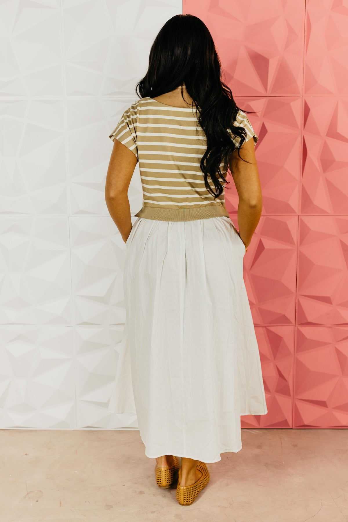 The Arianna Mixed Media Midi Dress