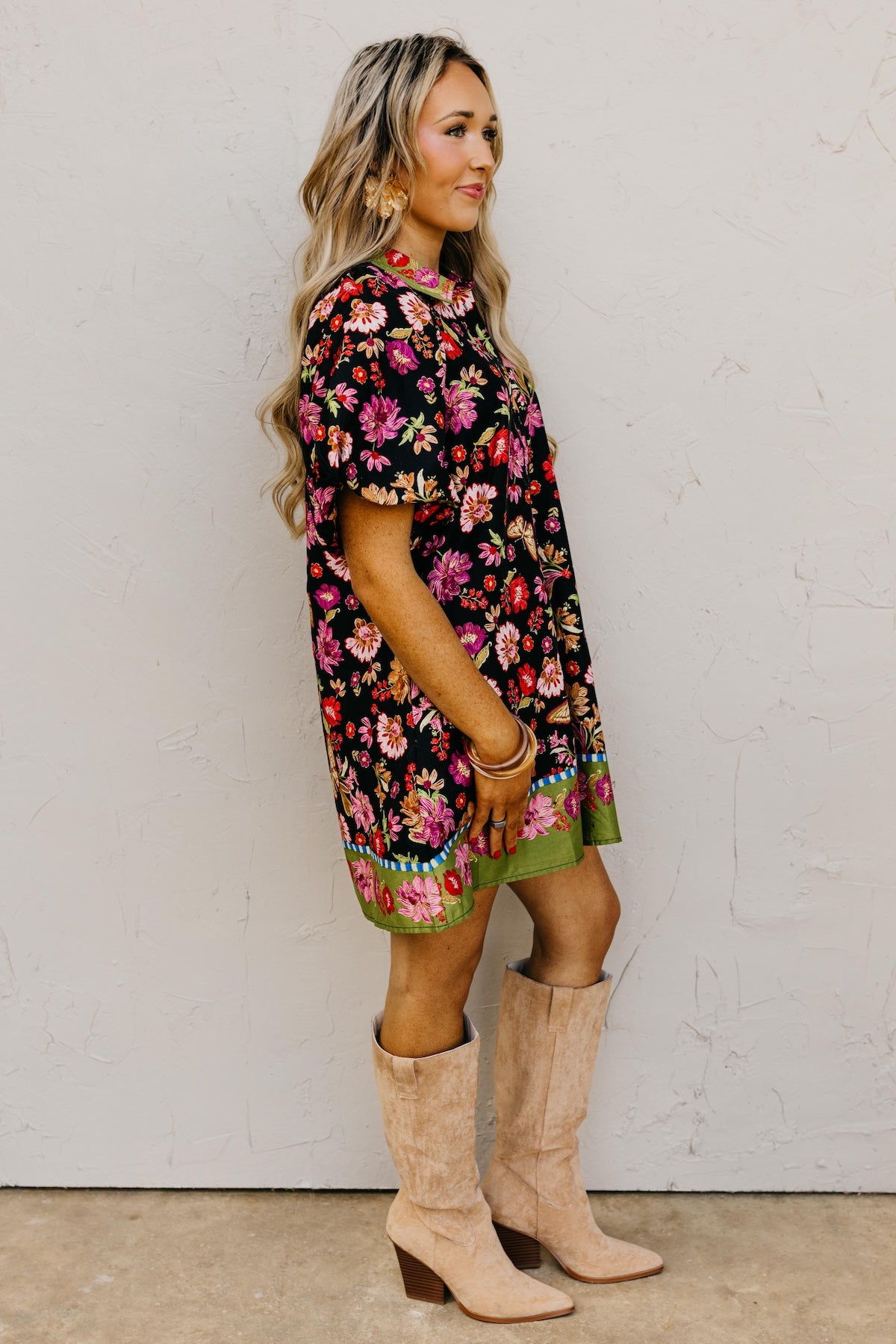 The Sadie Collared Button Down Floral Mini Dress