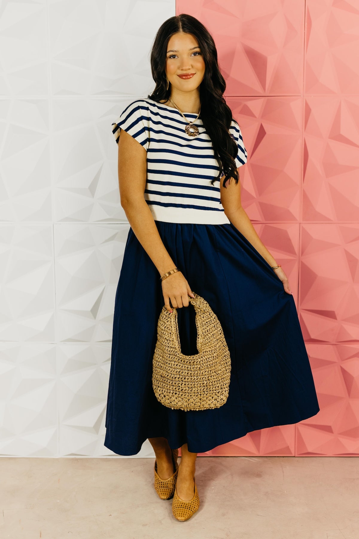 The Arianna Mixed Media Midi Dress