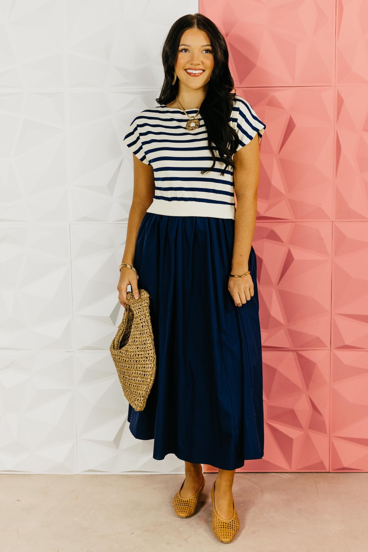 The Arianna Mixed Media Midi Dress