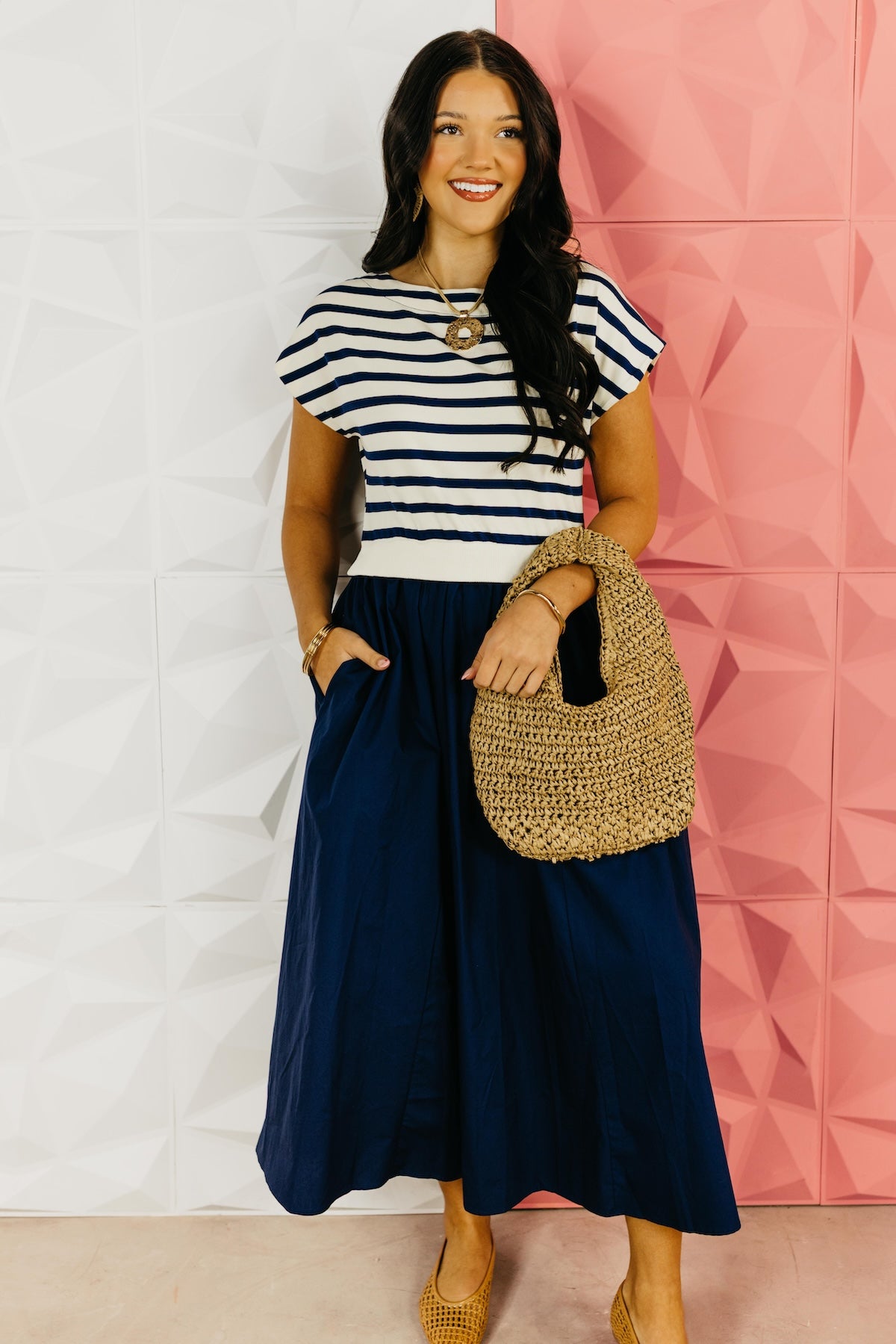 The Arianna Mixed Media Midi Dress