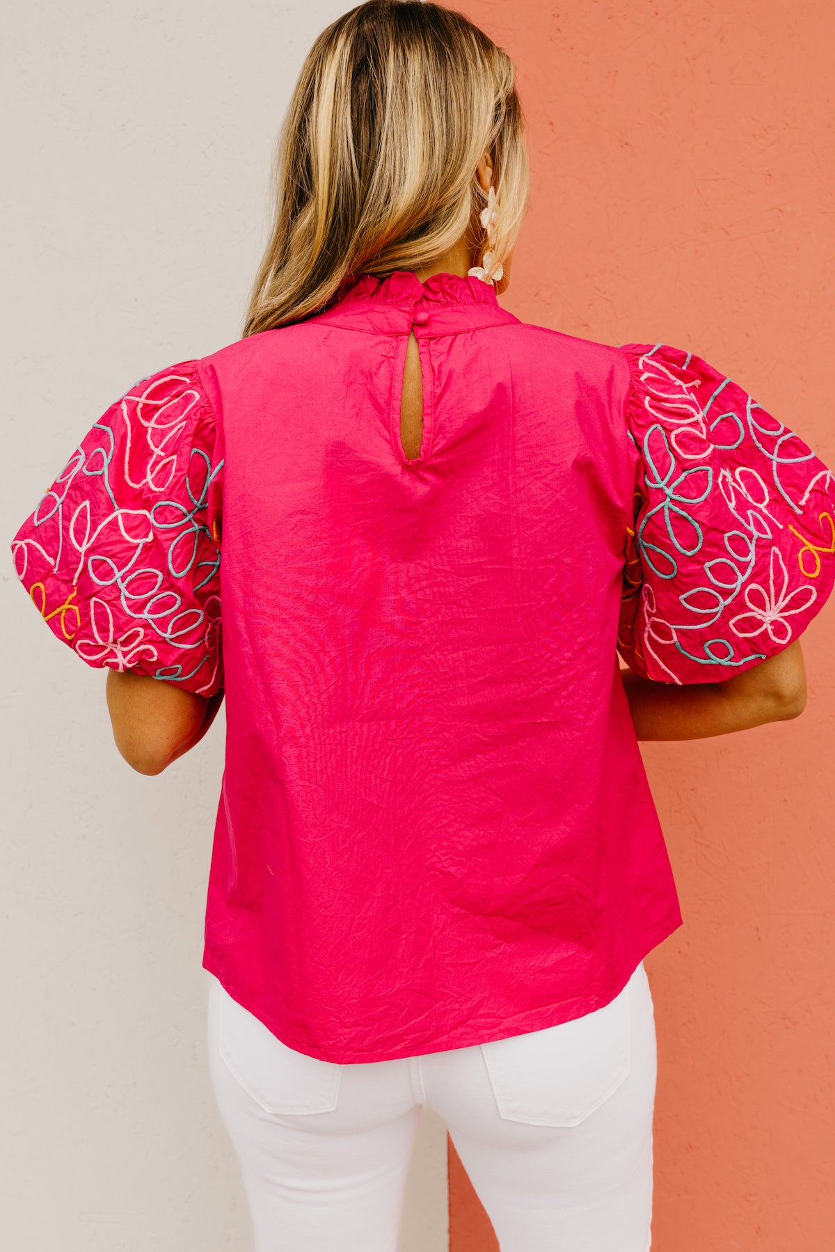 The Fern Embroidered Puff Sleeve Top