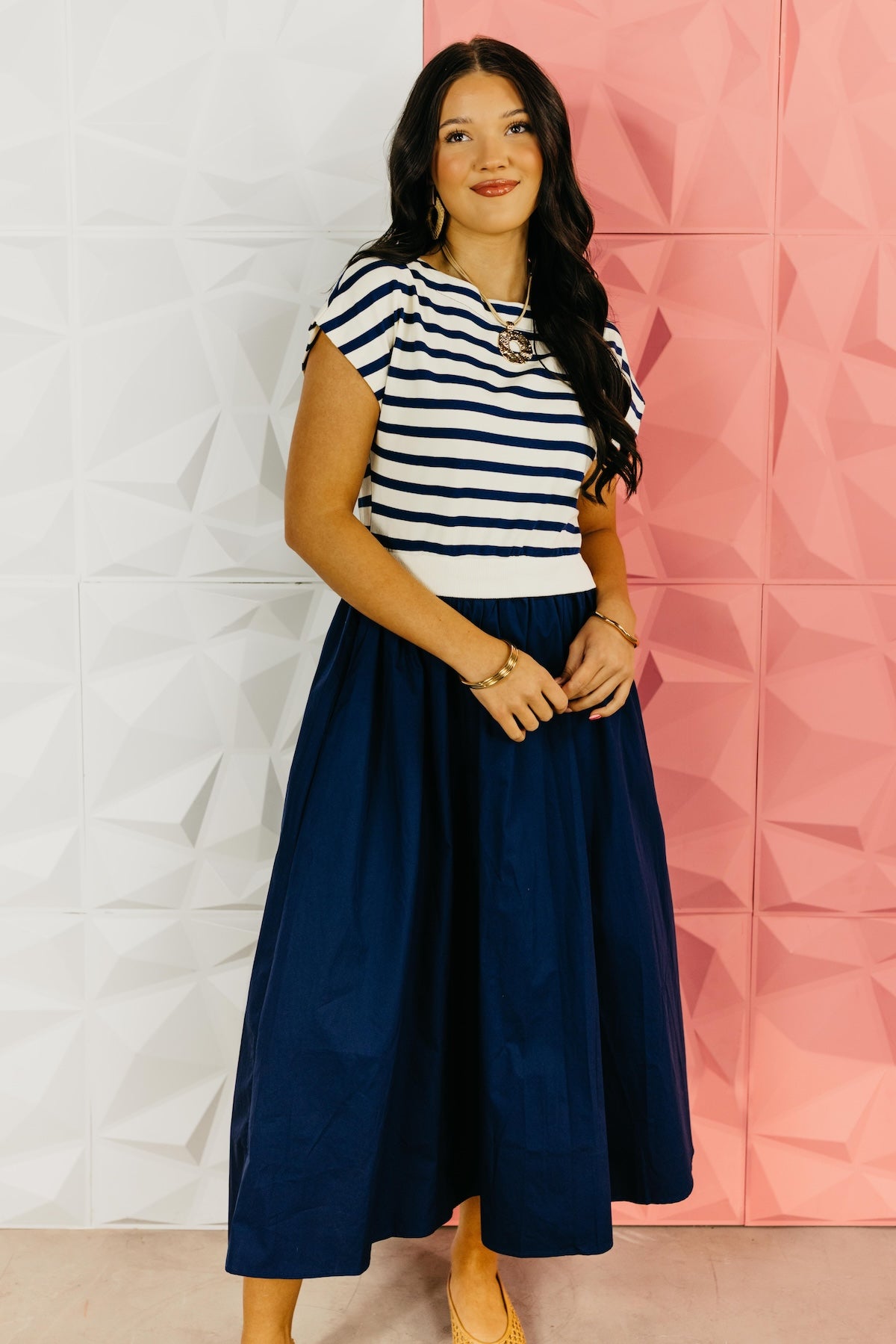 The Arianna Mixed Media Midi Dress