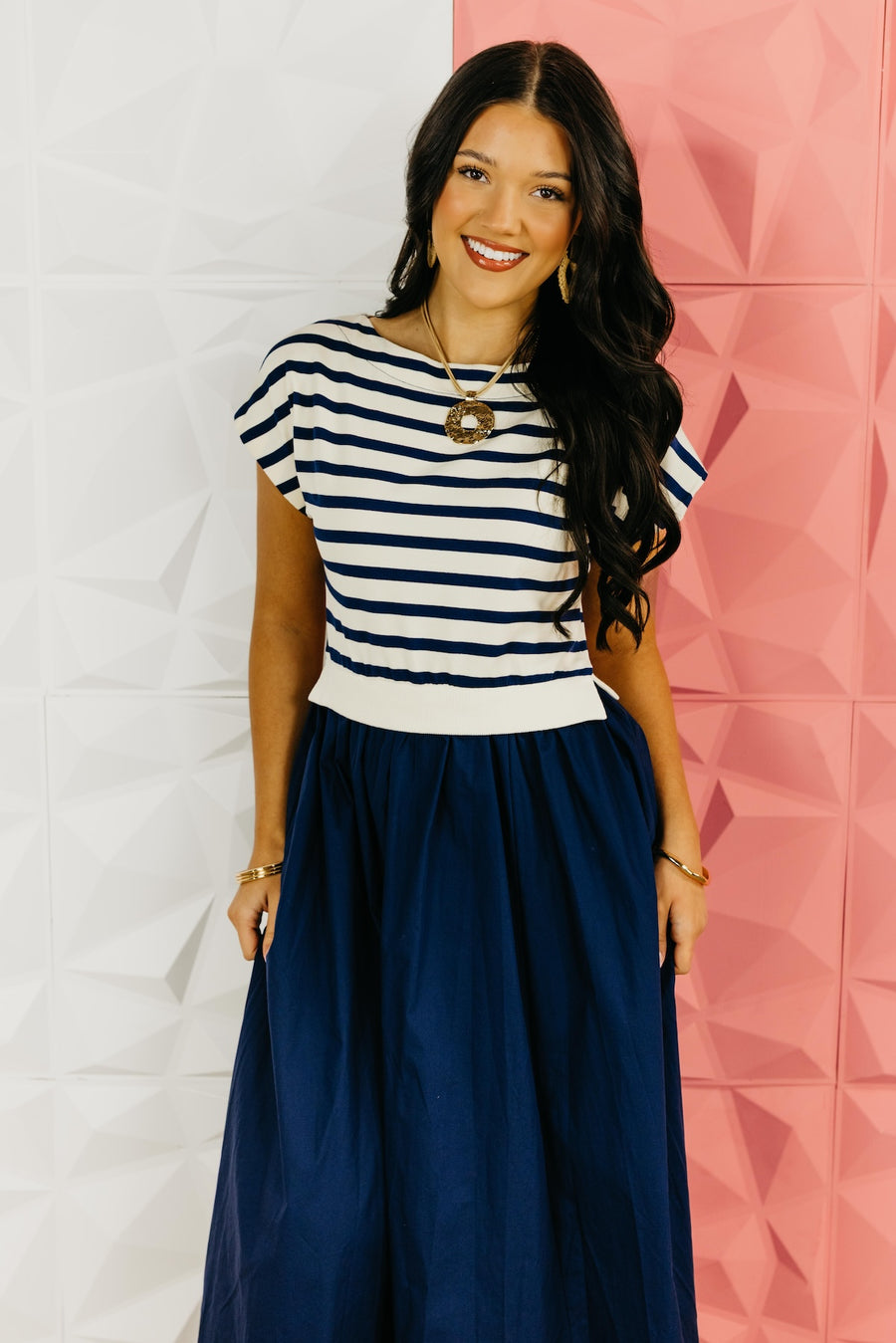 The Arianna Mixed Media Midi Dress