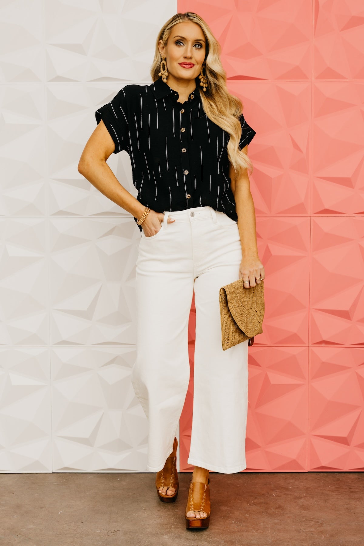 The Aileen Line Print Collared Shirt
