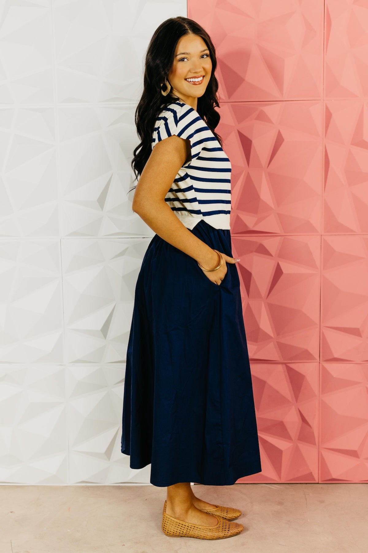 The Arianna Mixed Media Midi Dress