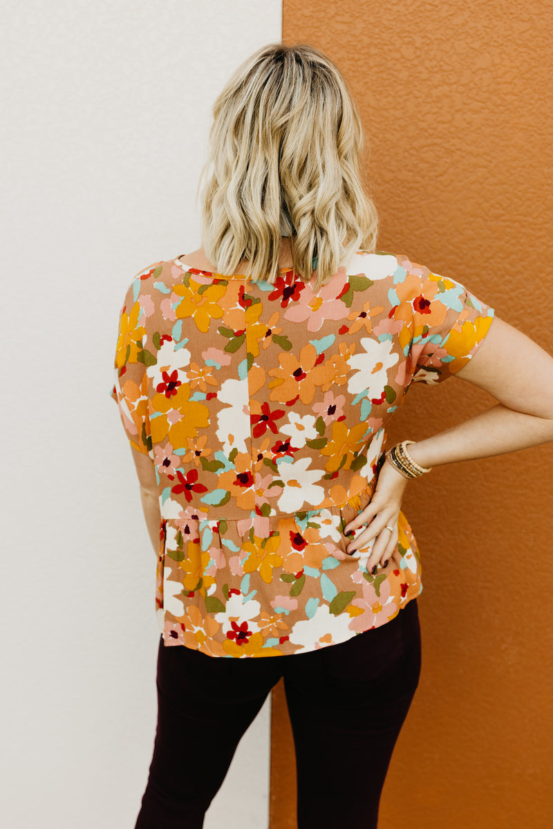 The Molly Crepon Fall Floral Peplum Top