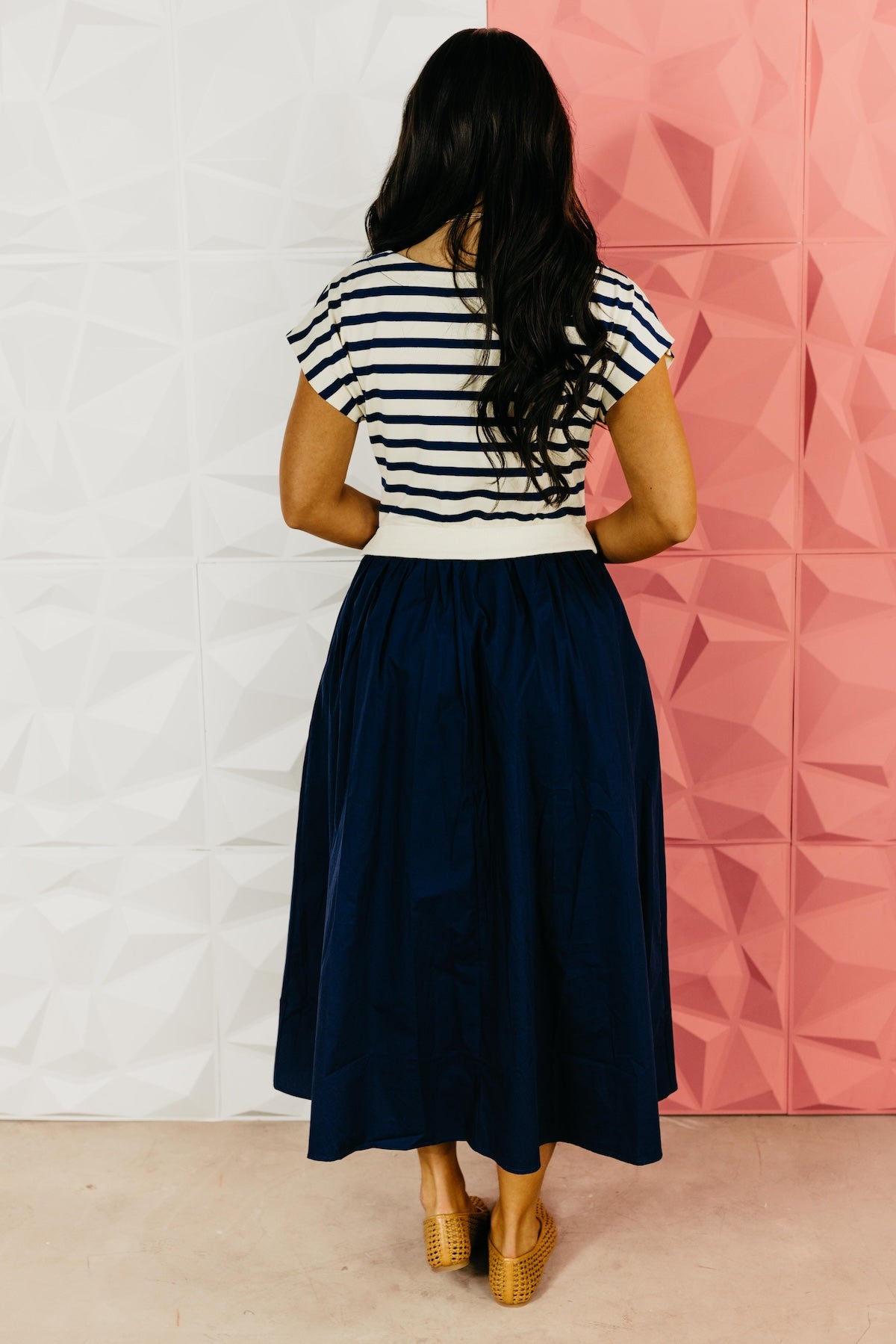 The Arianna Mixed Media Midi Dress