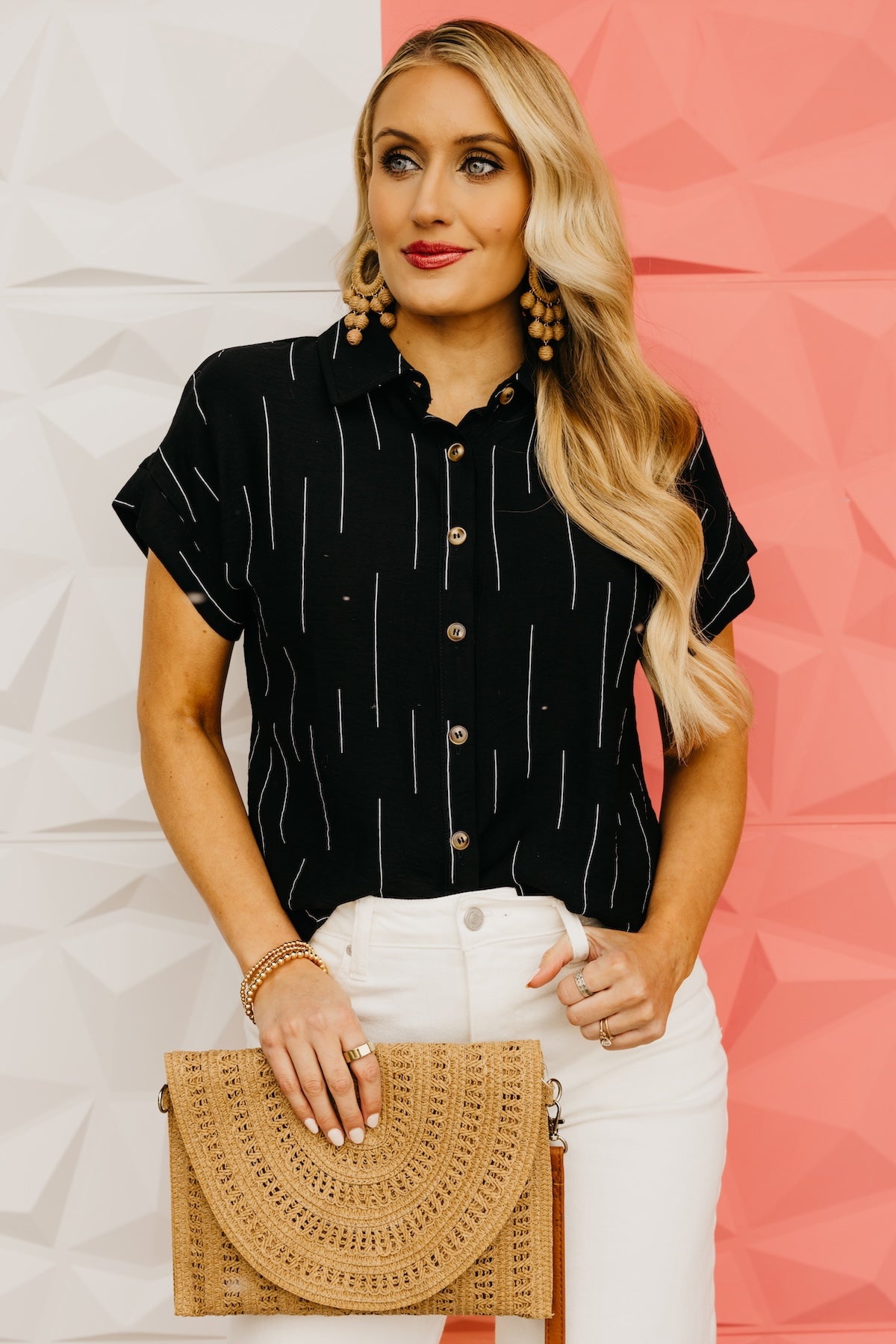 The Aileen Line Print Collared Shirt