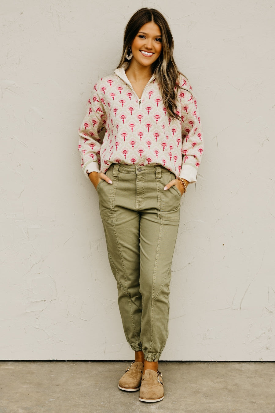 The Kori Floral Quarter Zip Sweater