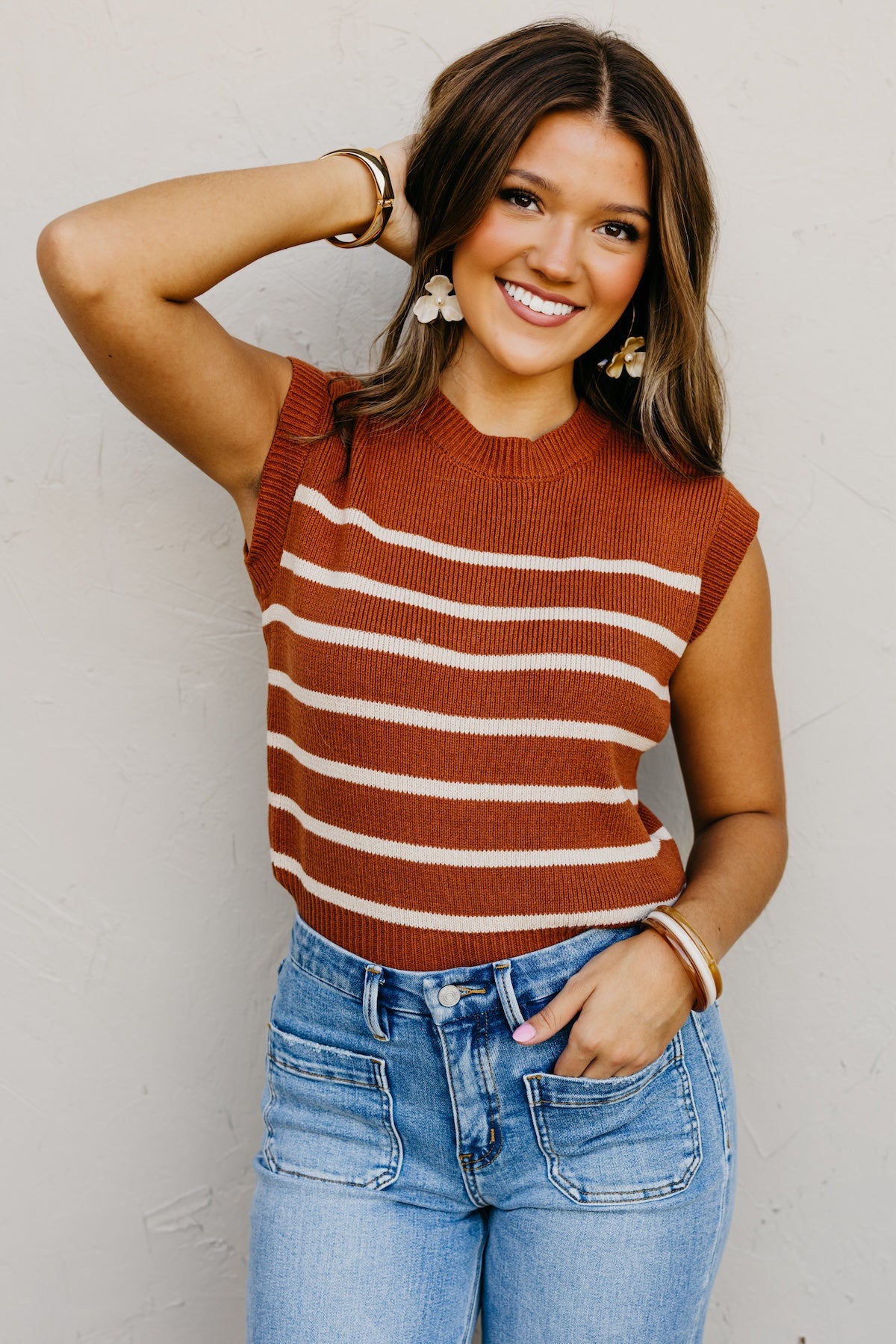 The Joseph Sleeveless Stripe Sweater