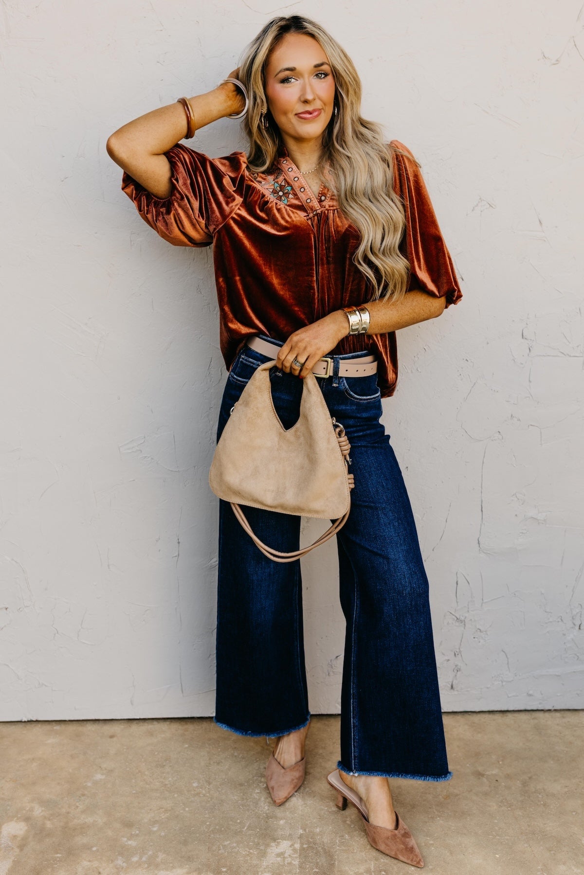 The Reno Felt Embroidered Top