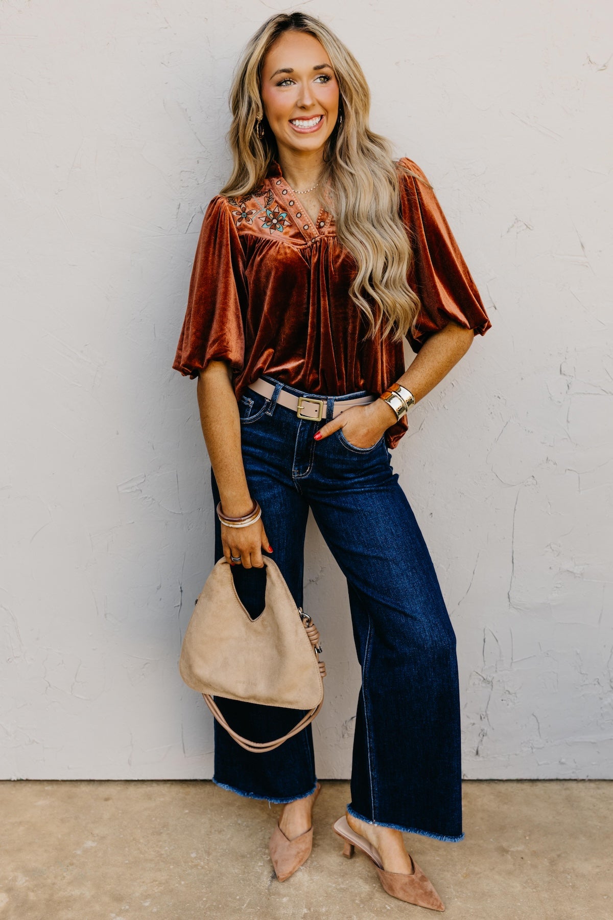 The Reno Felt Embroidered Top