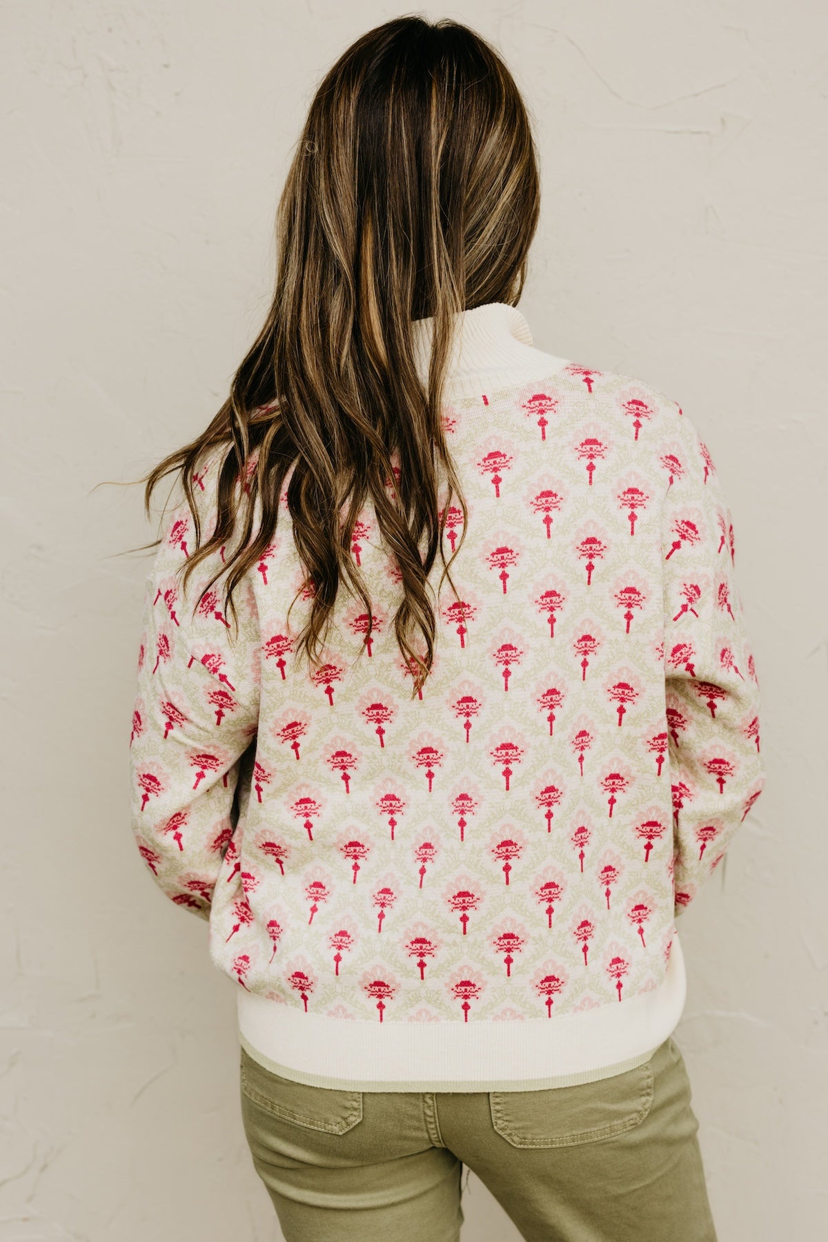 The Kori Floral Quarter Zip Sweater
