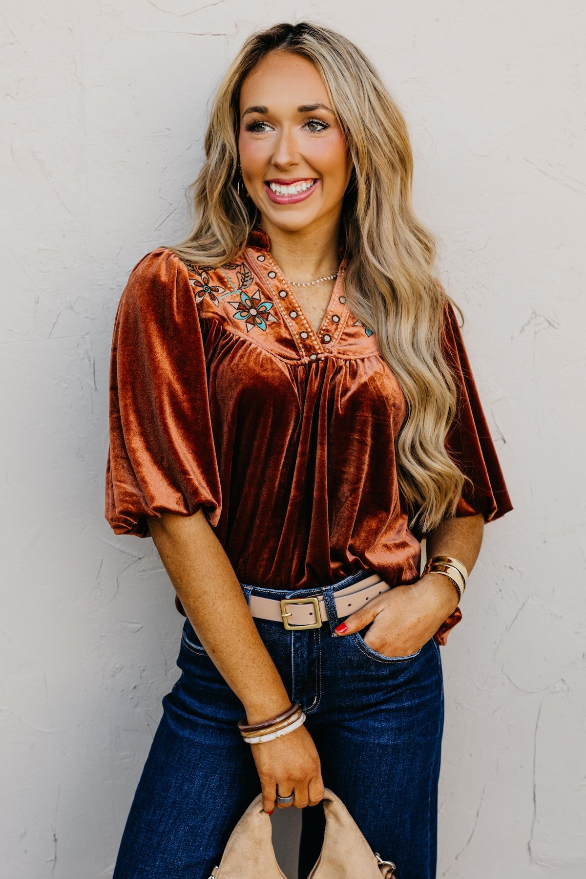 The Reno Felt Embroidered Top