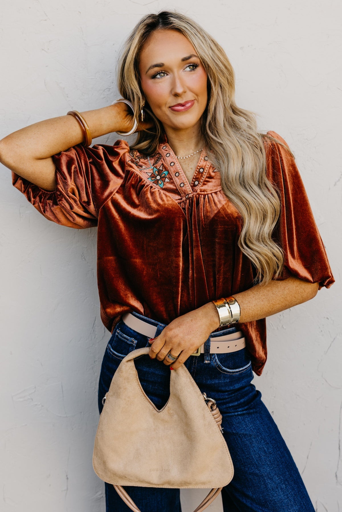 The Reno Felt Embroidered Top