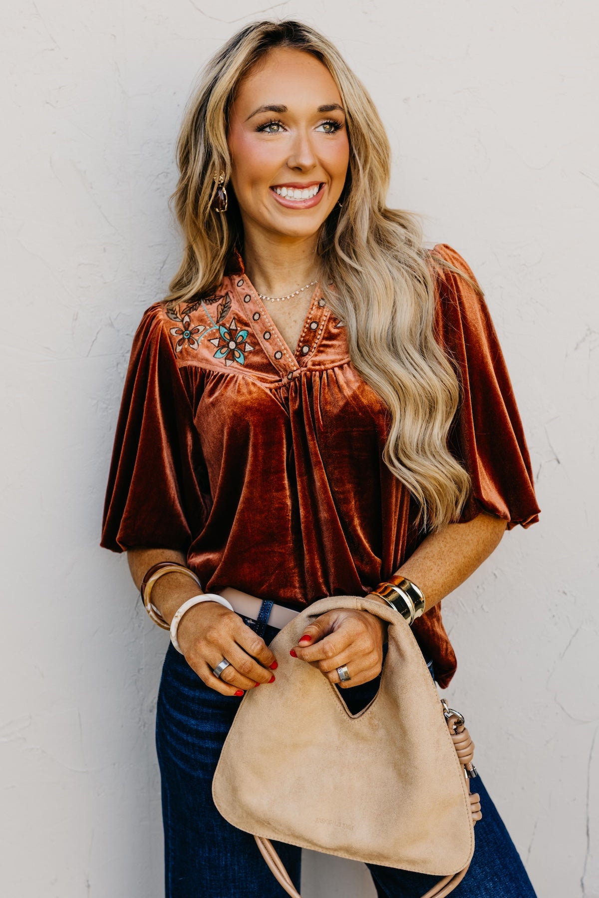 The Reno Felt Embroidered Top