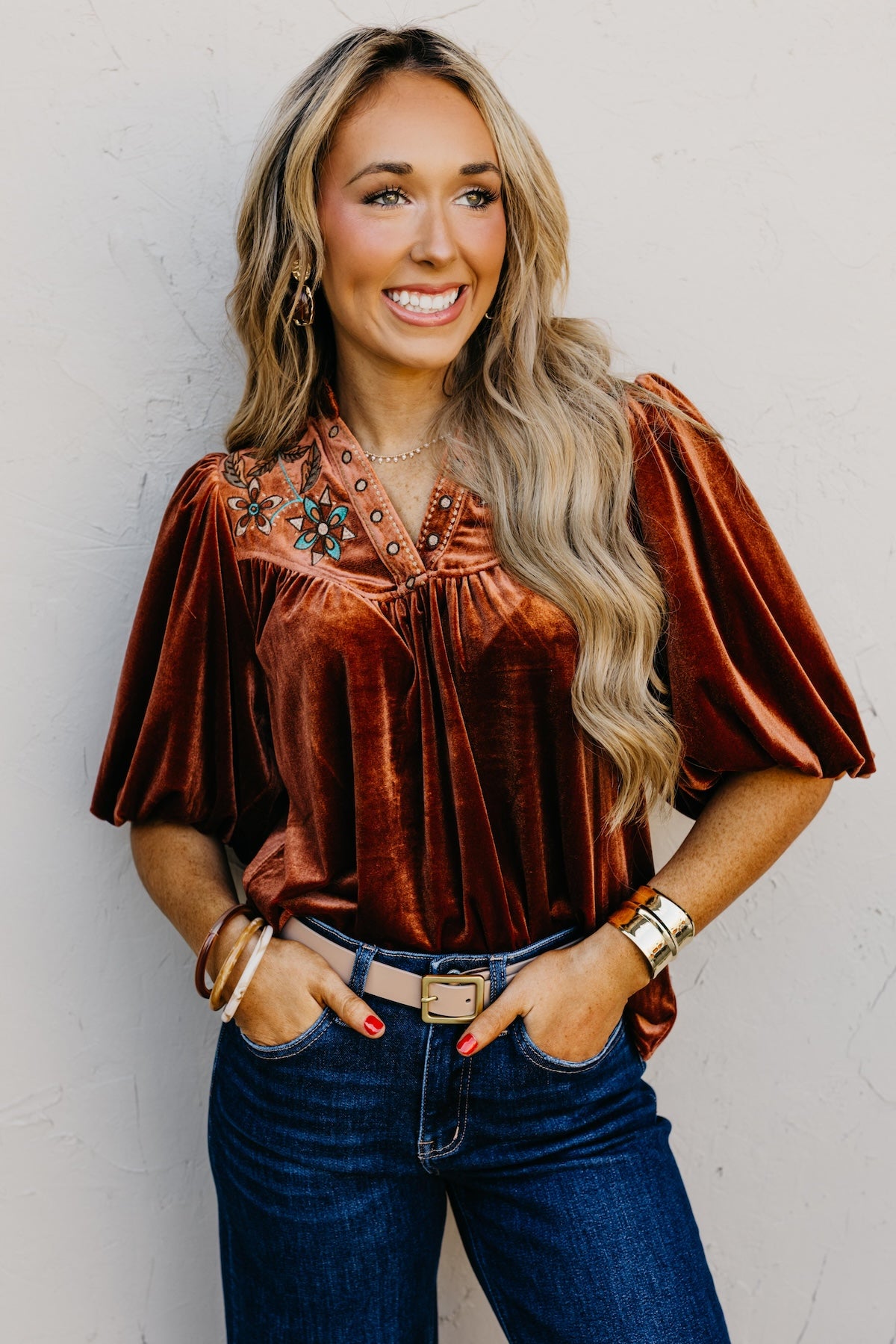 The Reno Felt Embroidered Top