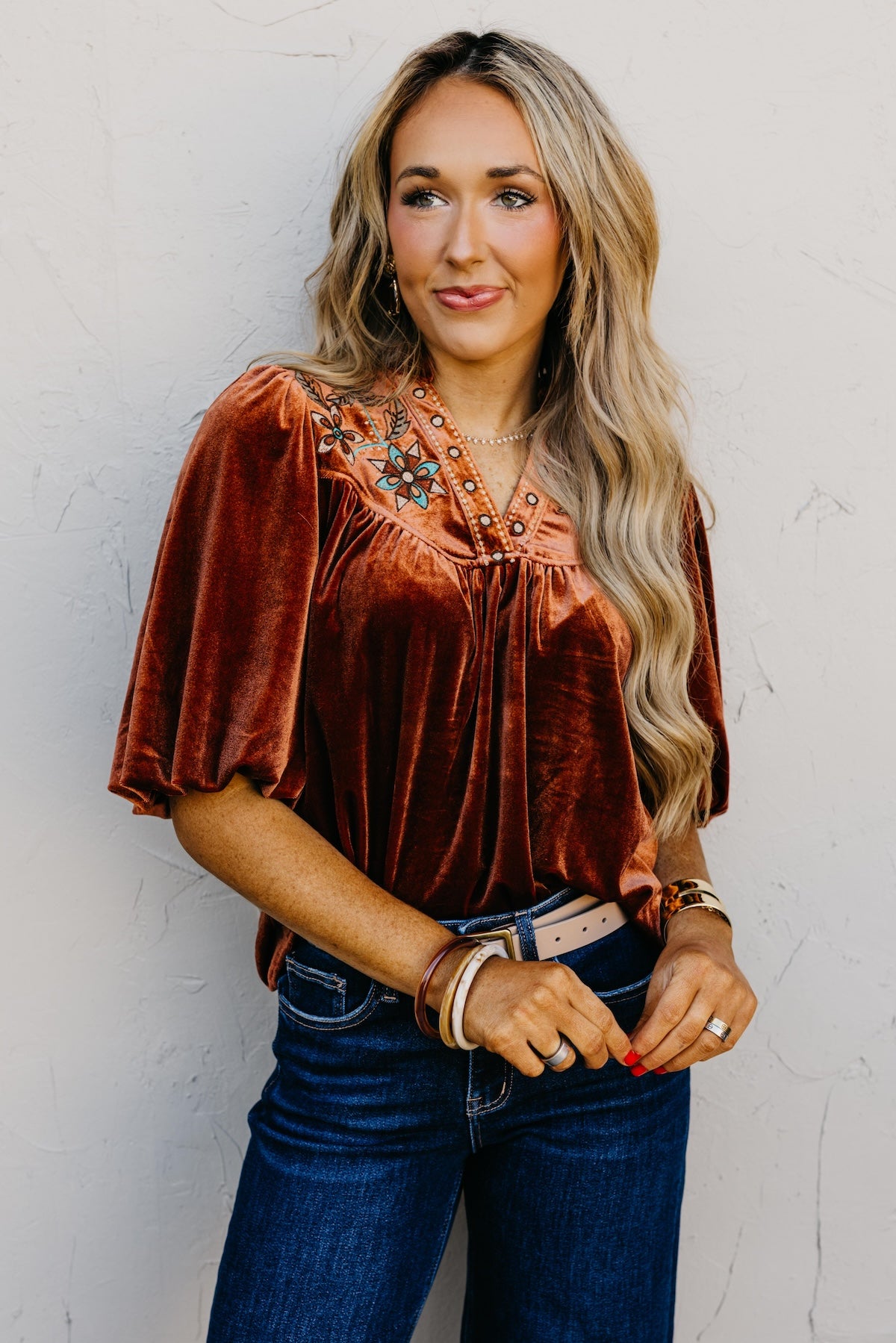 The Reno Felt Embroidered Top