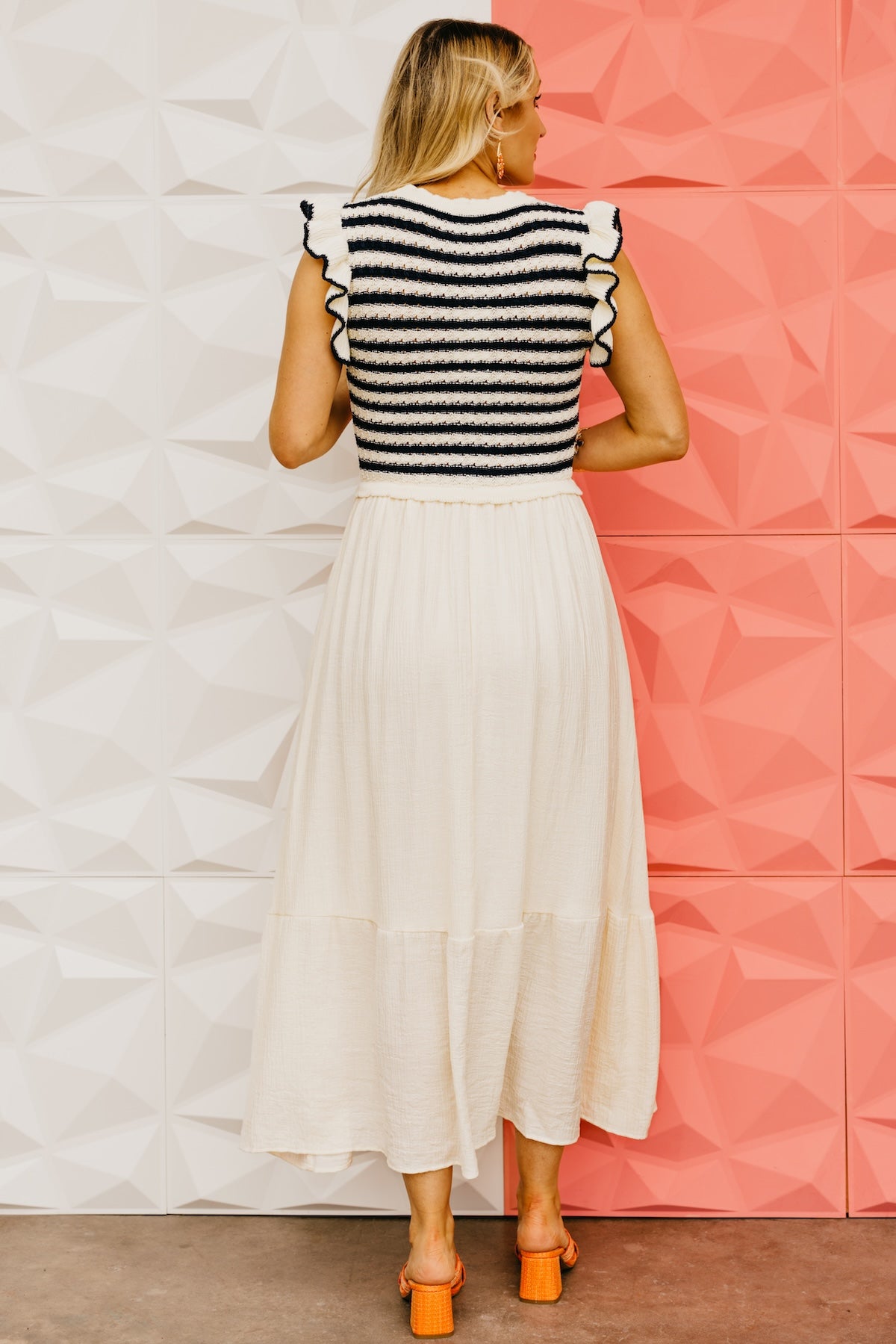 The Milah Stripe Midi Mix Media Dress