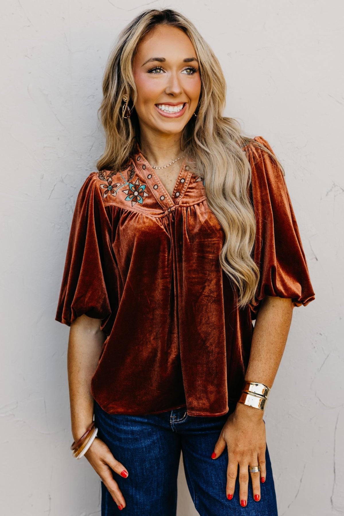 The Reno Felt Embroidered Top