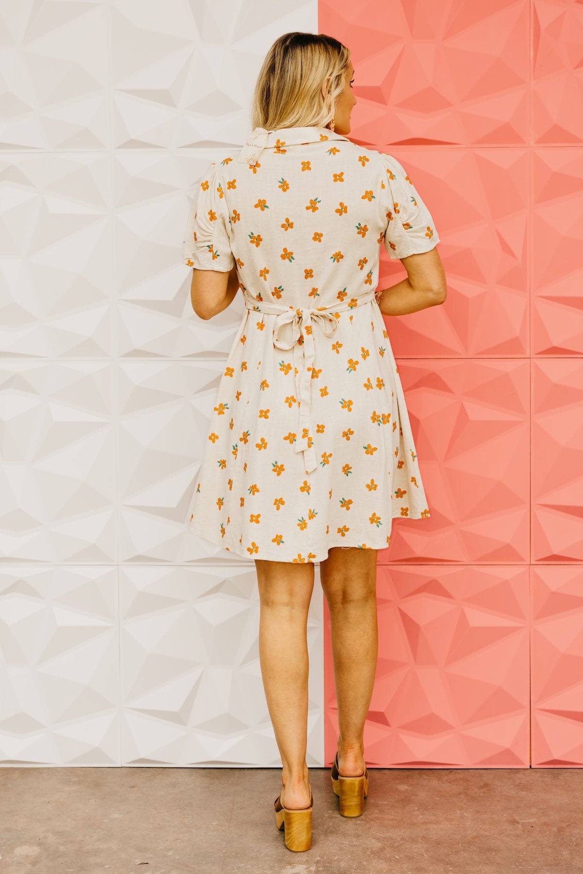The Brenna Floral Print Collared Linen Mini Dress