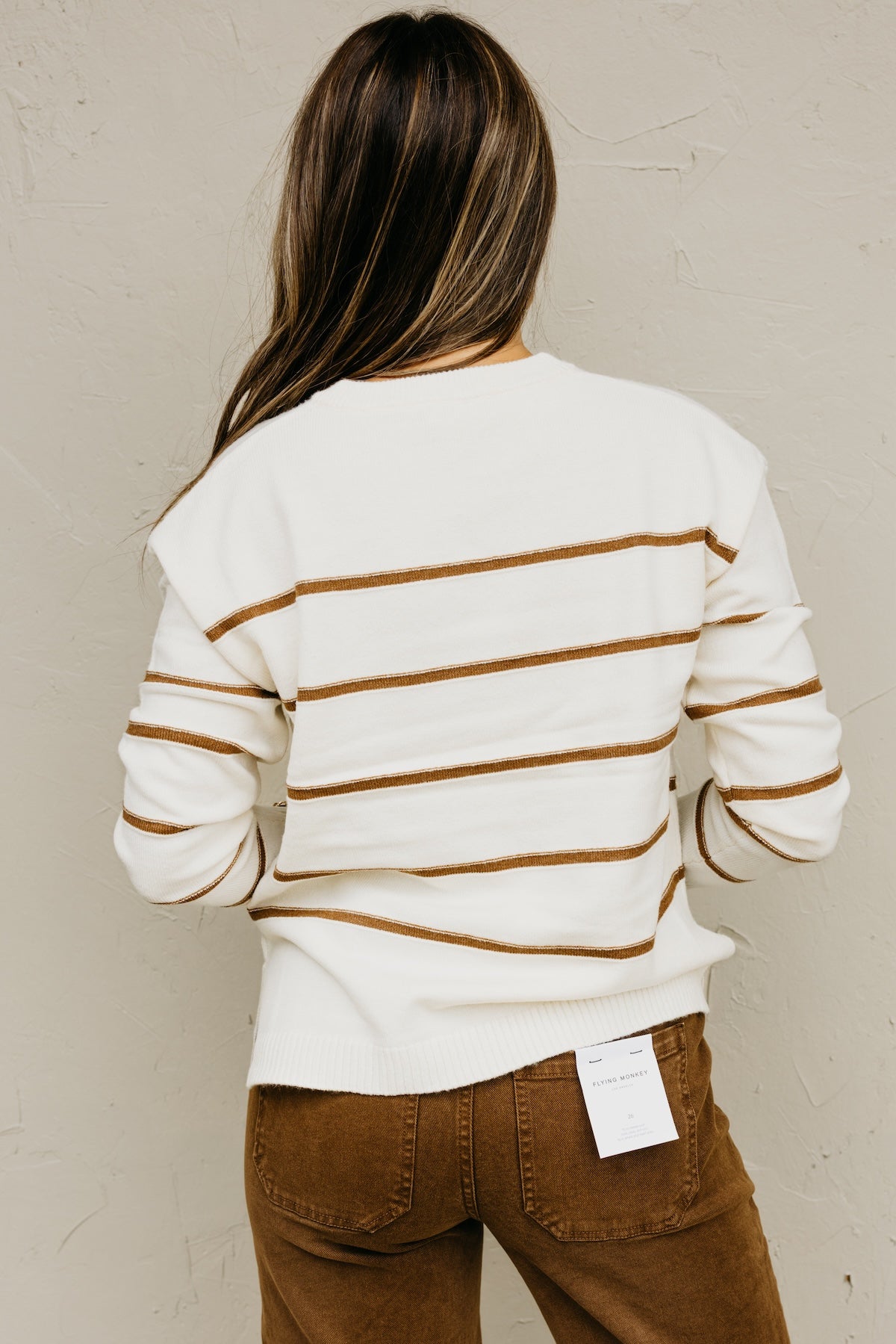 The Rita Striped Notched V Neckline Sweater