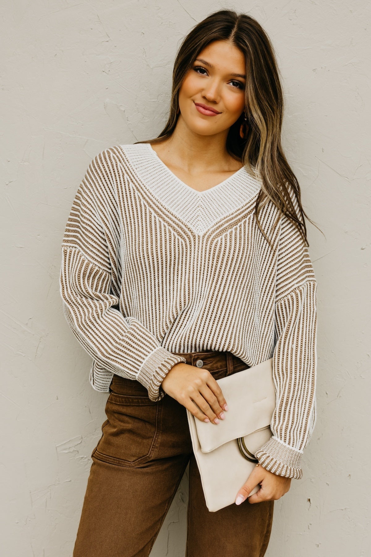 The Elsa Waffle Striped Knit Sweater