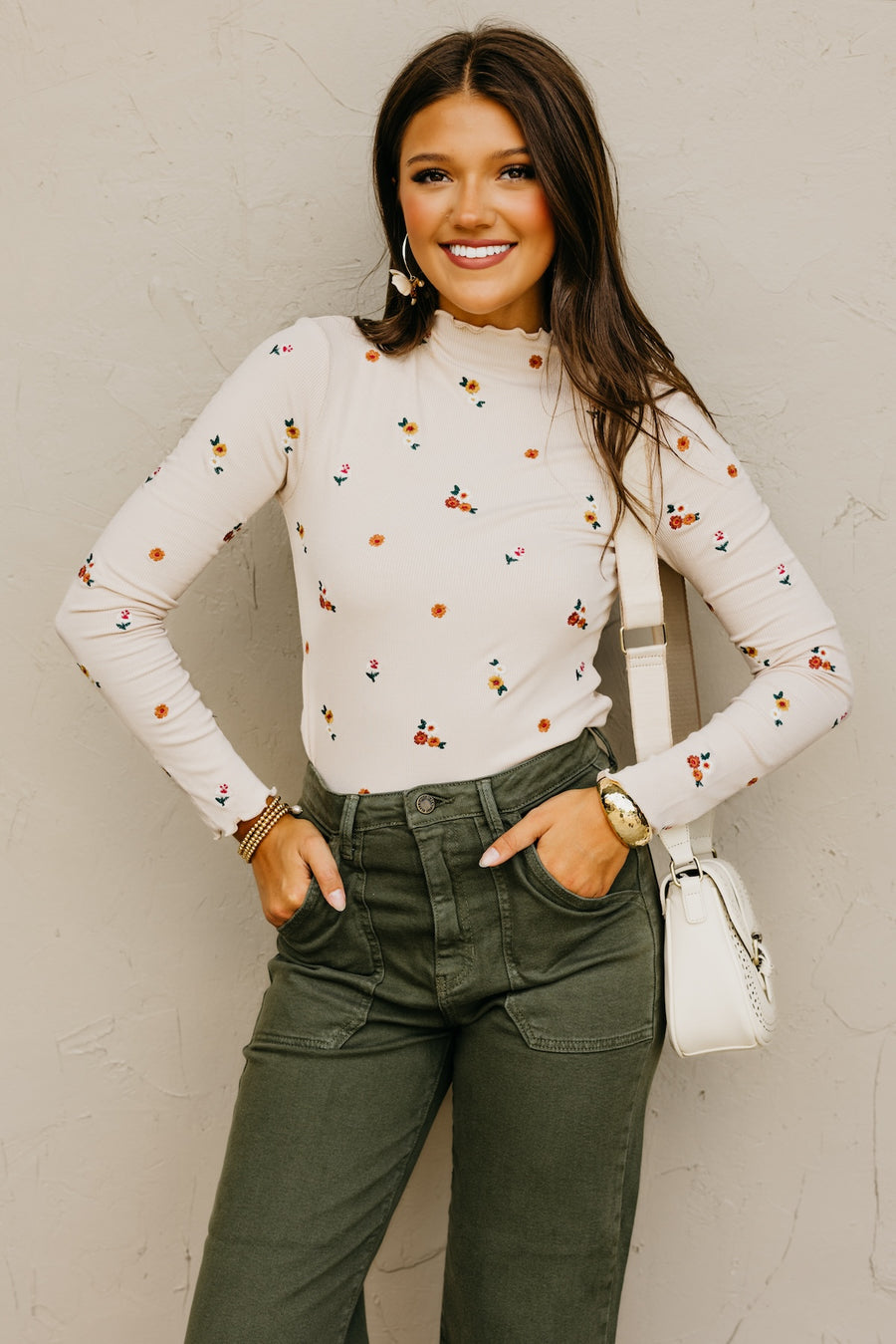 The Jasiah Embroidered Cabbage Hem Top