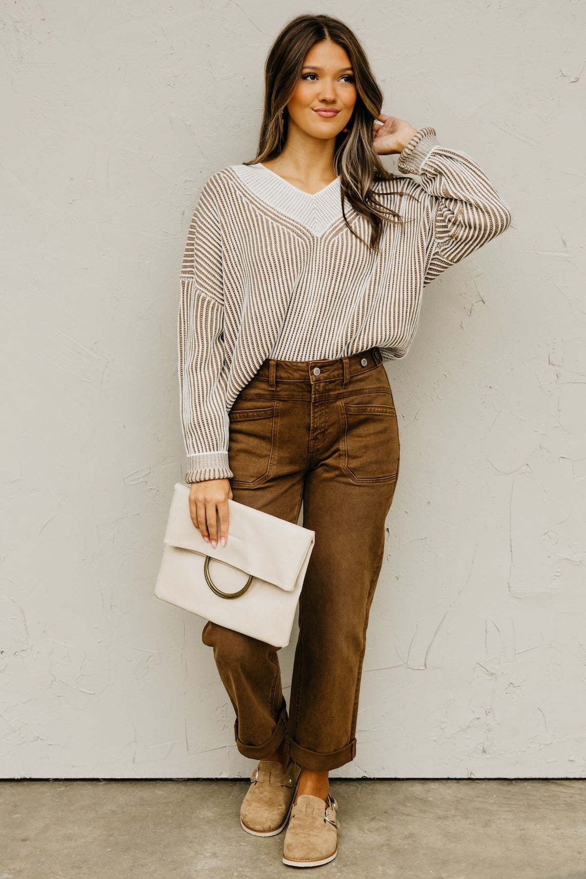 The Elsa Waffle Striped Knit Sweater