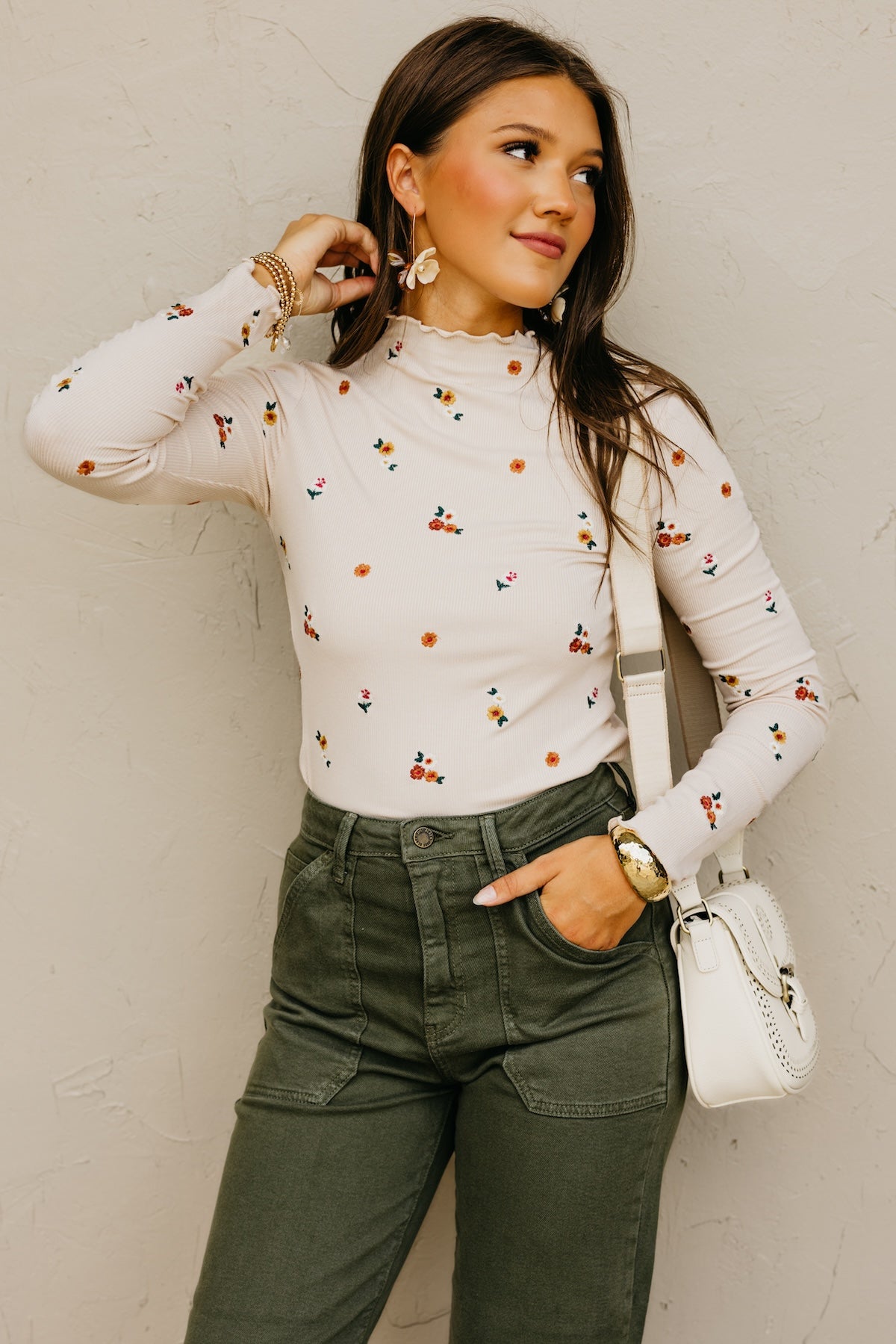 The Jasiah Embroidered Cabbage Hem Top