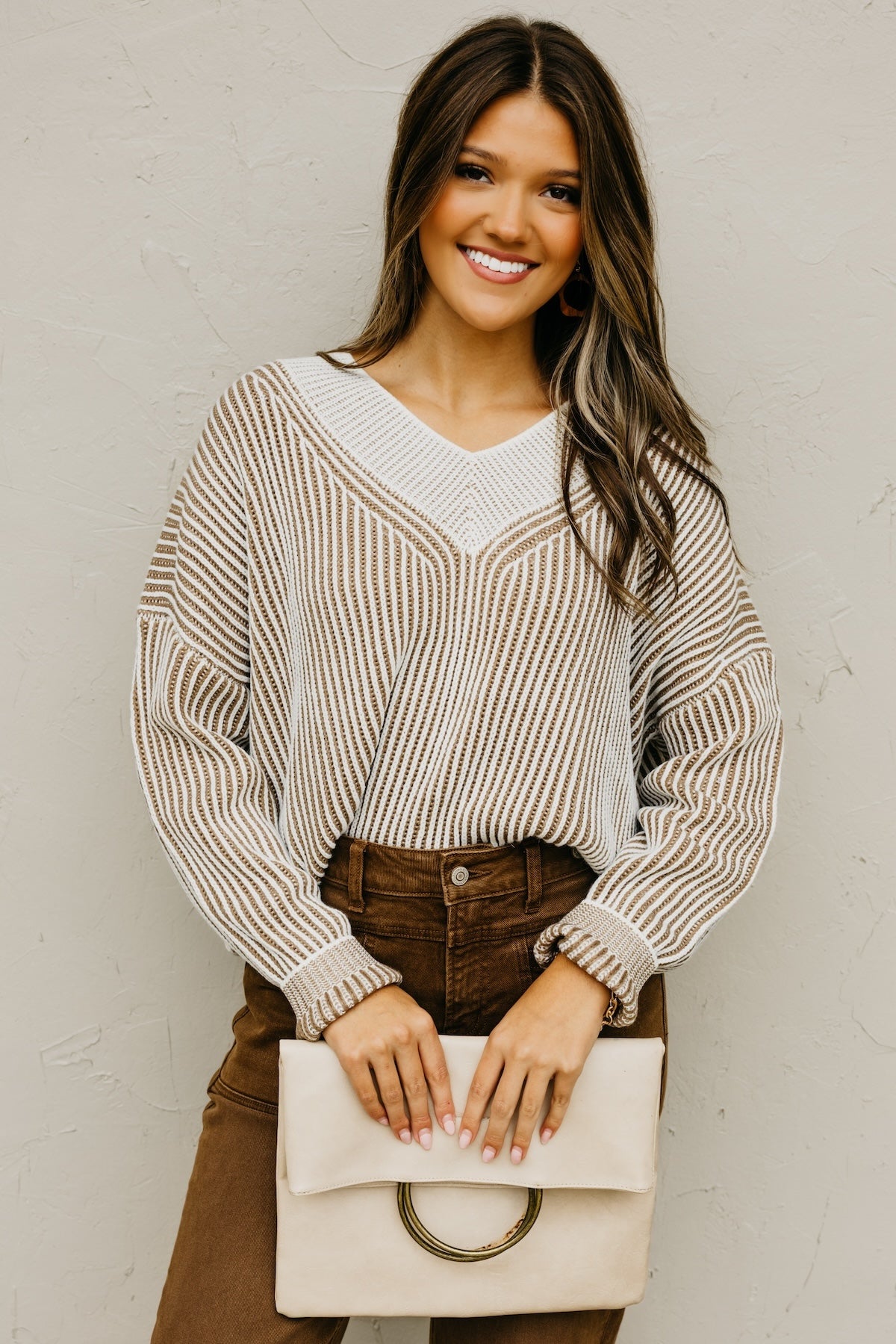 The Elsa Waffle Striped Knit Sweater