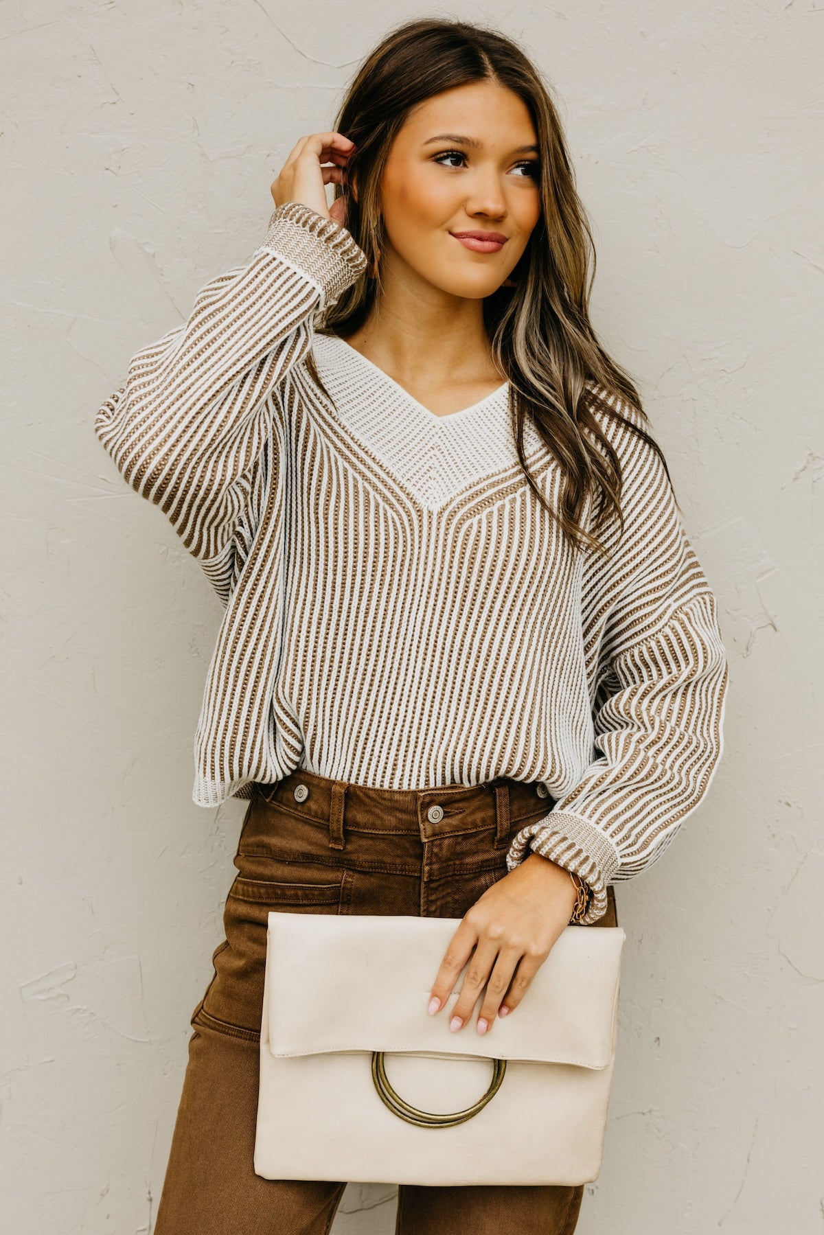 The Elsa Waffle Striped Knit Sweater