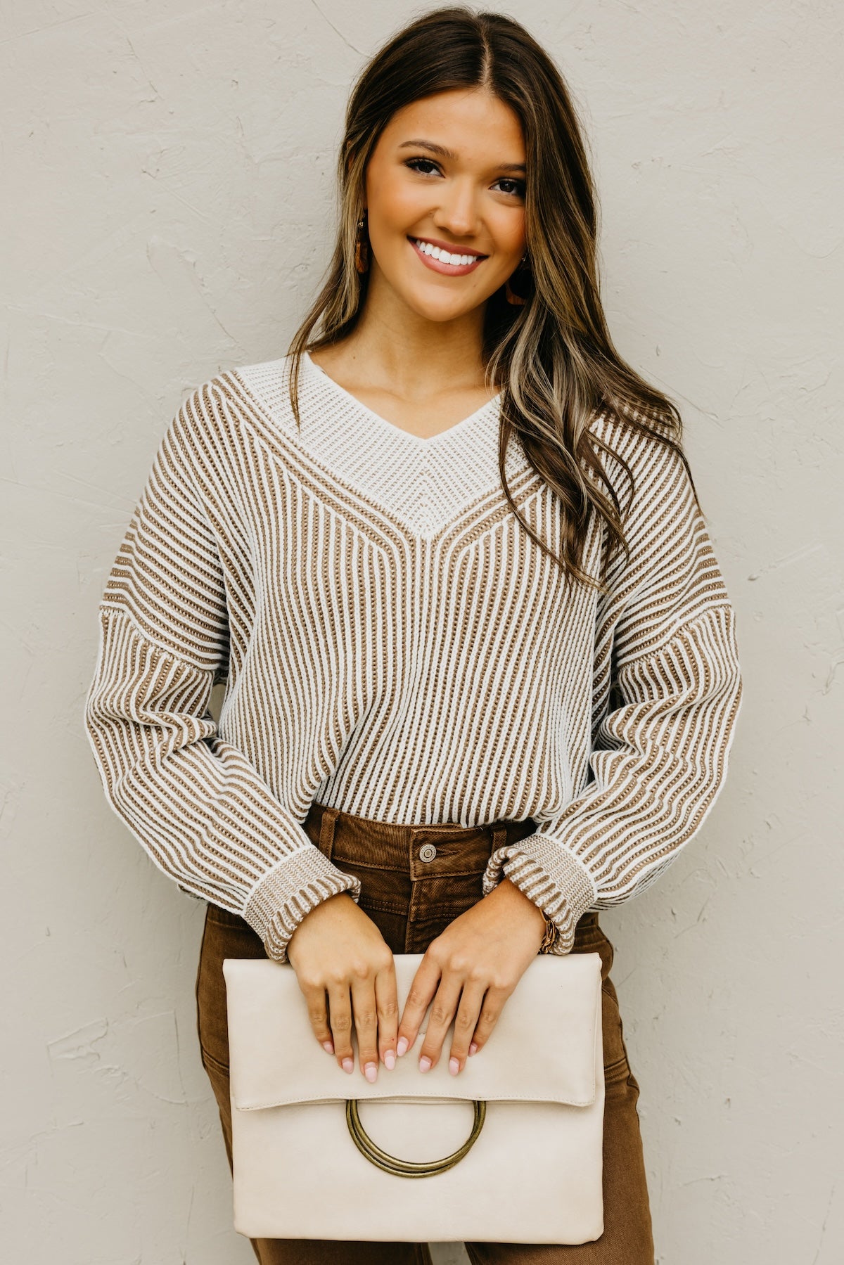 The Elsa Waffle Striped Knit Sweater
