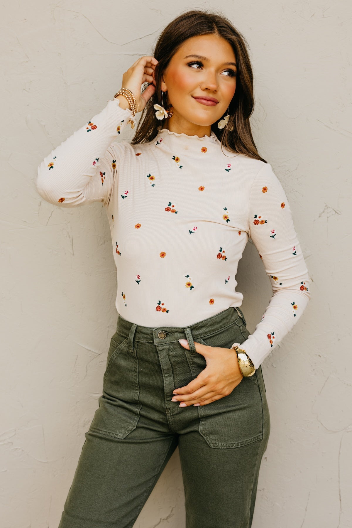 The Jasiah Embroidered Cabbage Hem Top