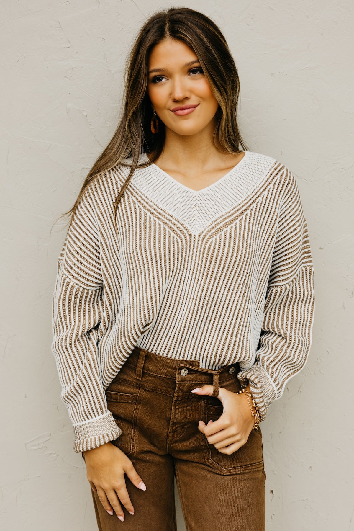 The Elsa Waffle Striped Knit Sweater