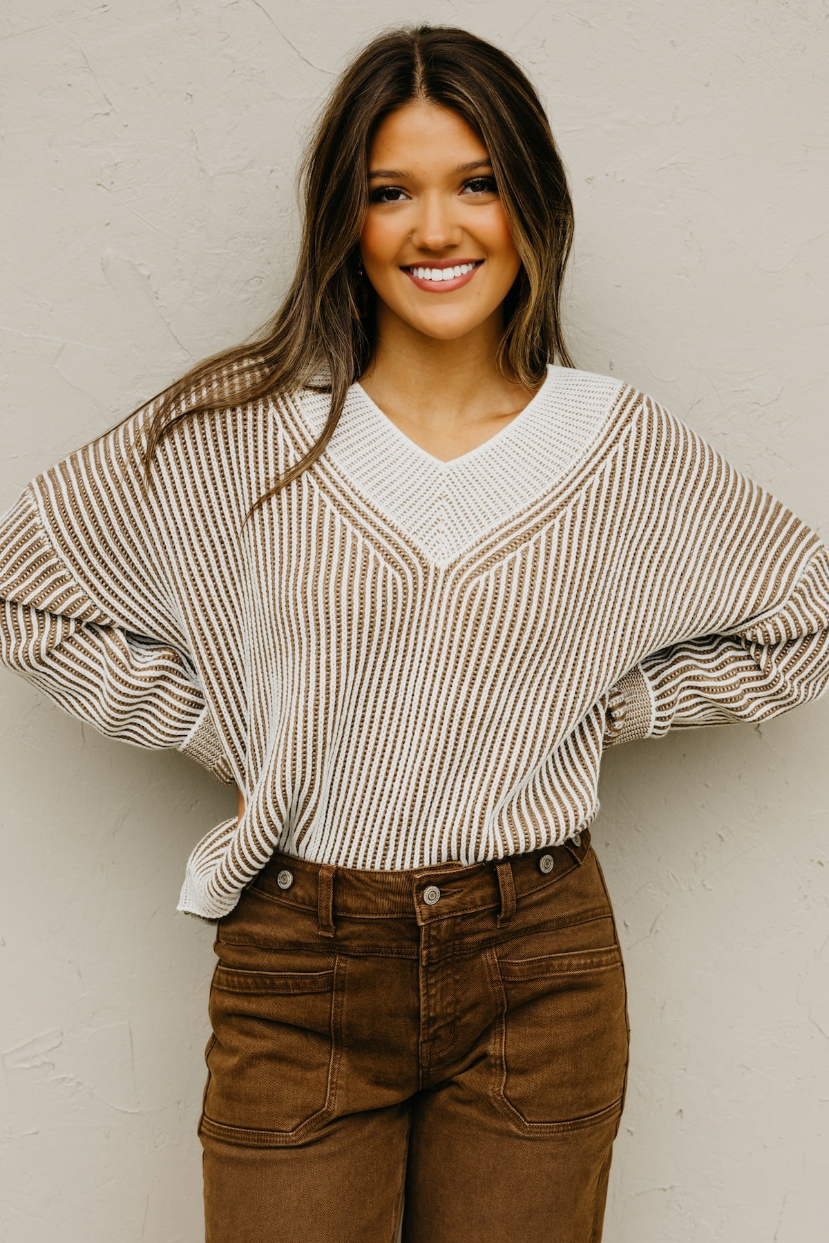 The Elsa Waffle Striped Knit Sweater