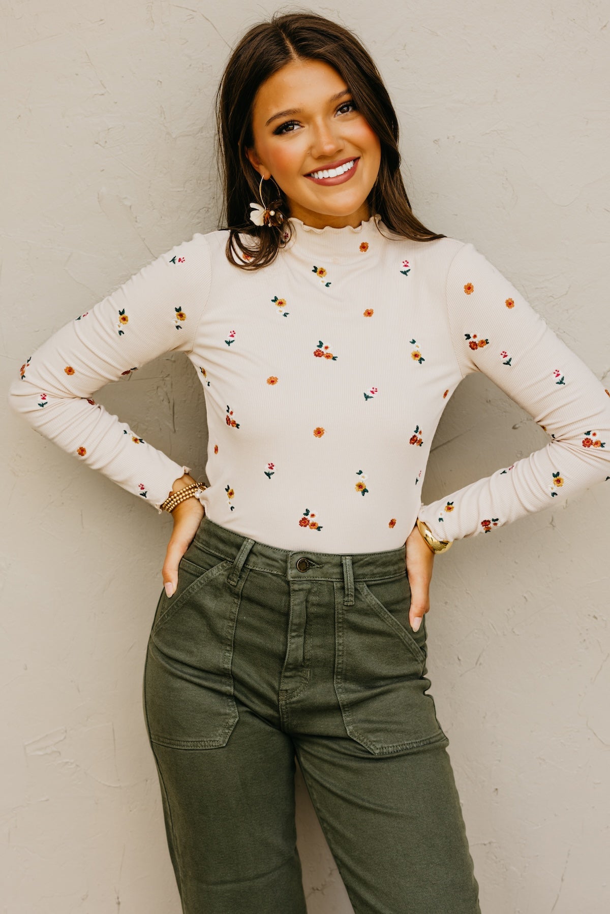 The Jasiah Embroidered Cabbage Hem Top
