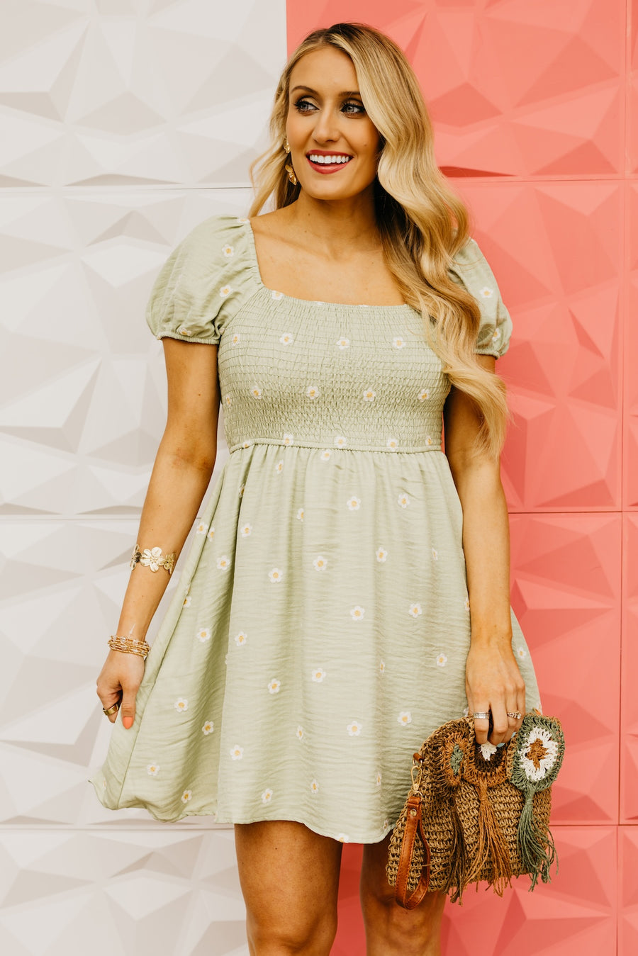 The Marissa Daisy Embroidered Smocked Mini Dress