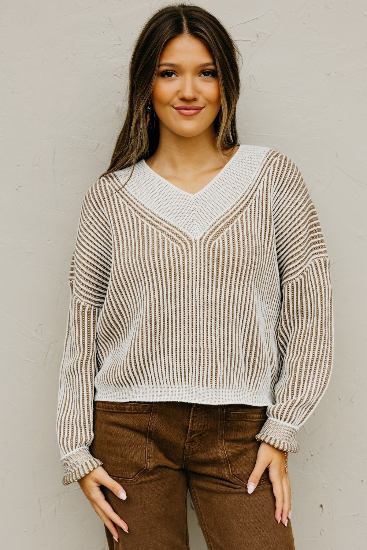 The Elsa Waffle Striped Knit Sweater