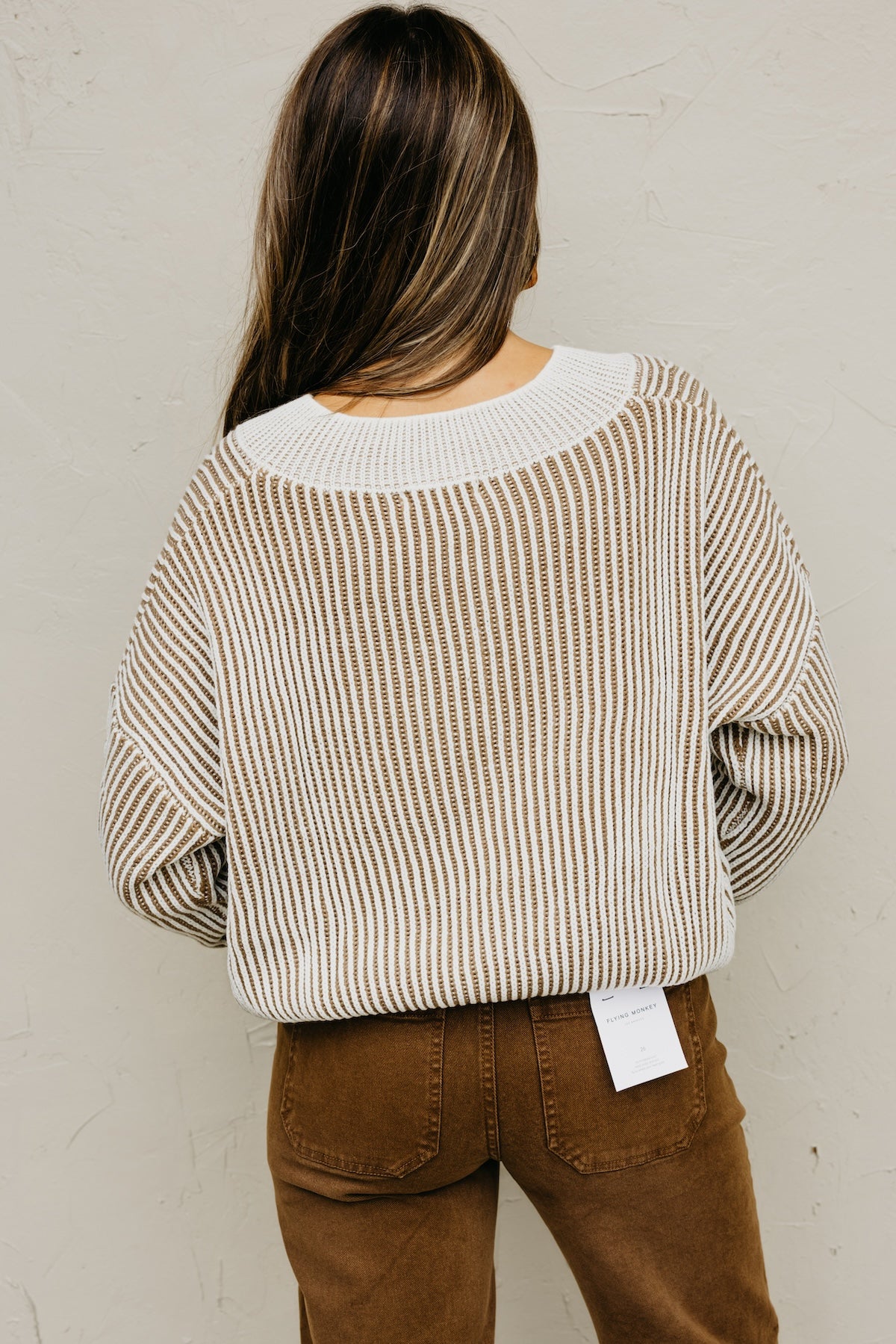 The Elsa Waffle Striped Knit Sweater