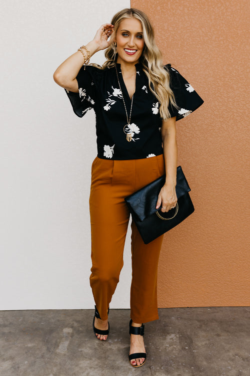 The Maxton Floral Ruffle Trim Woven Blouse