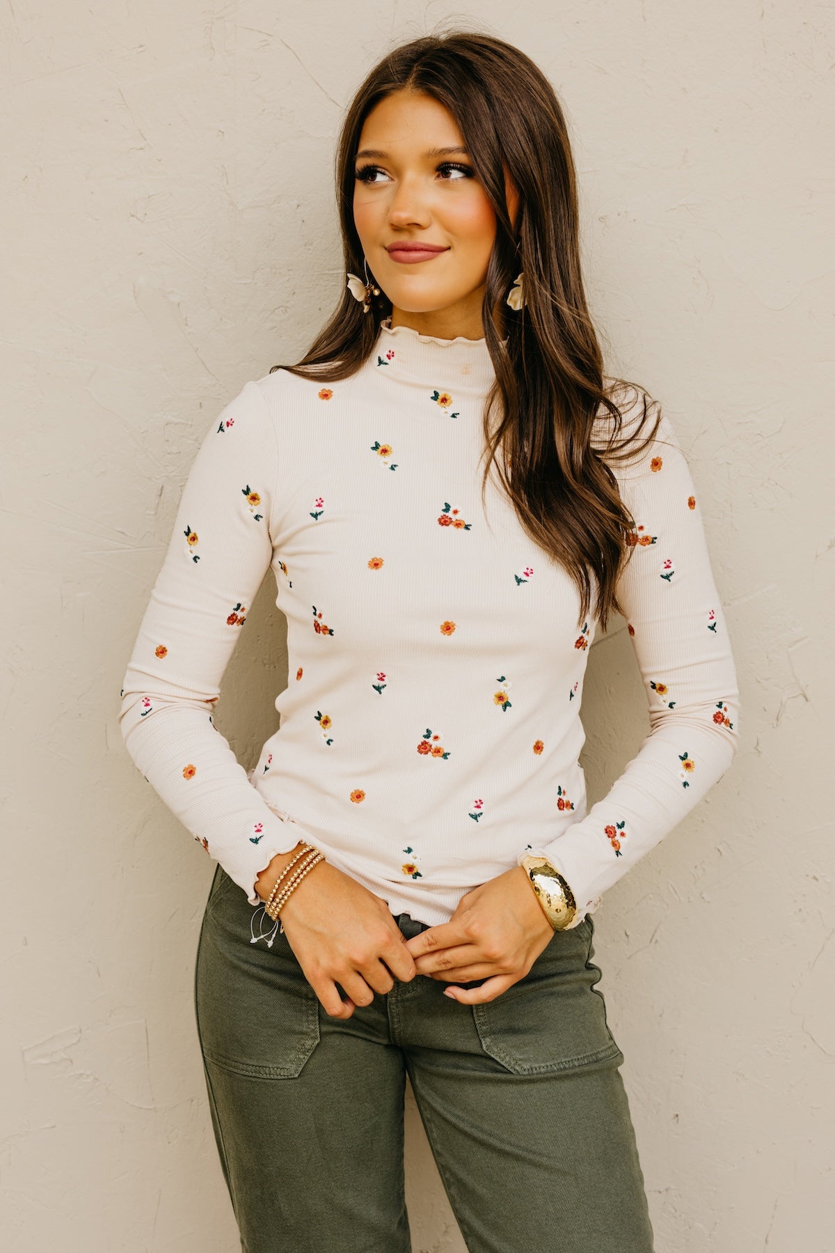 The Jasiah Embroidered Cabbage Hem Top