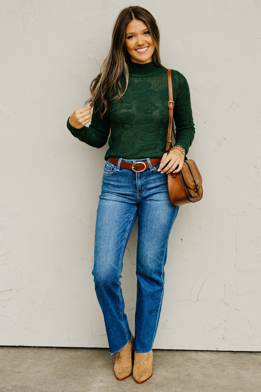 The Piper Floral Jacquard Mock Neck Sweater