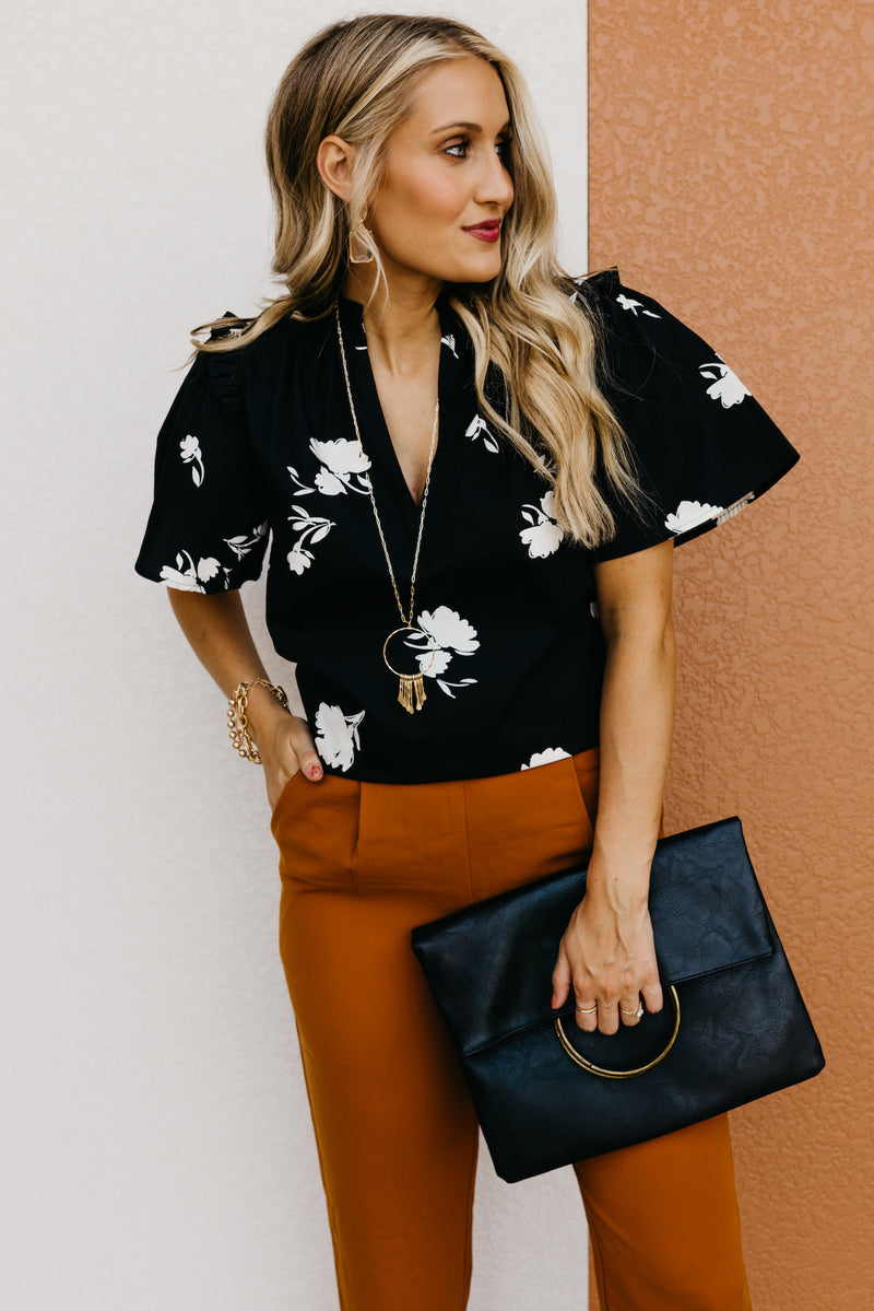 The Maxton Floral Ruffle Trim Woven Blouse