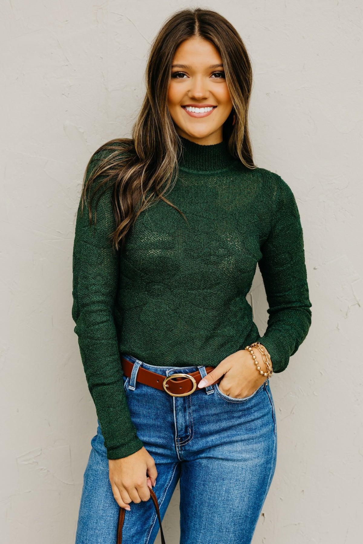 The Piper Floral Jacquard Mock Neck Sweater