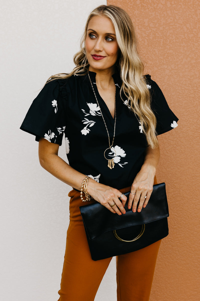 The Maxton Floral Ruffle Trim Woven Blouse