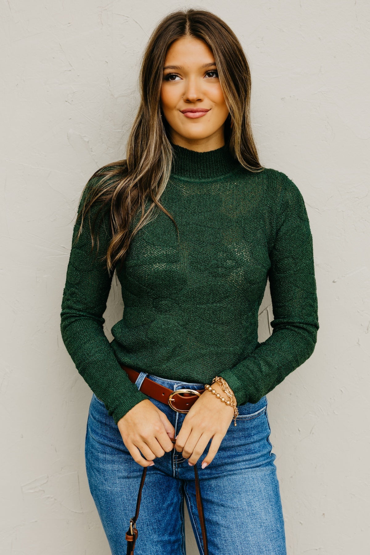 The Piper Floral Jacquard Mock Neck Sweater